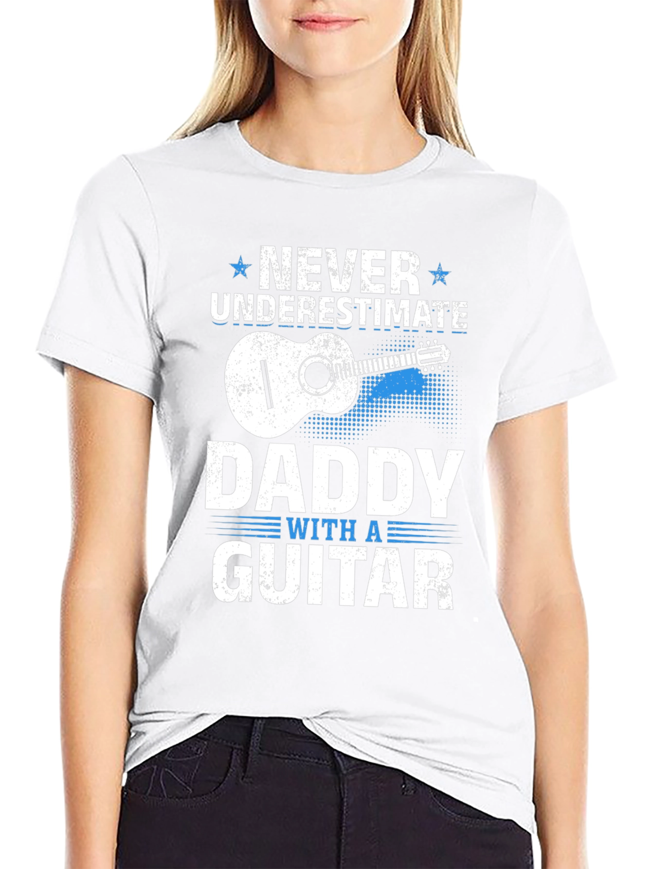 Never Underestimate Daddy with a Guitar T-Shirt