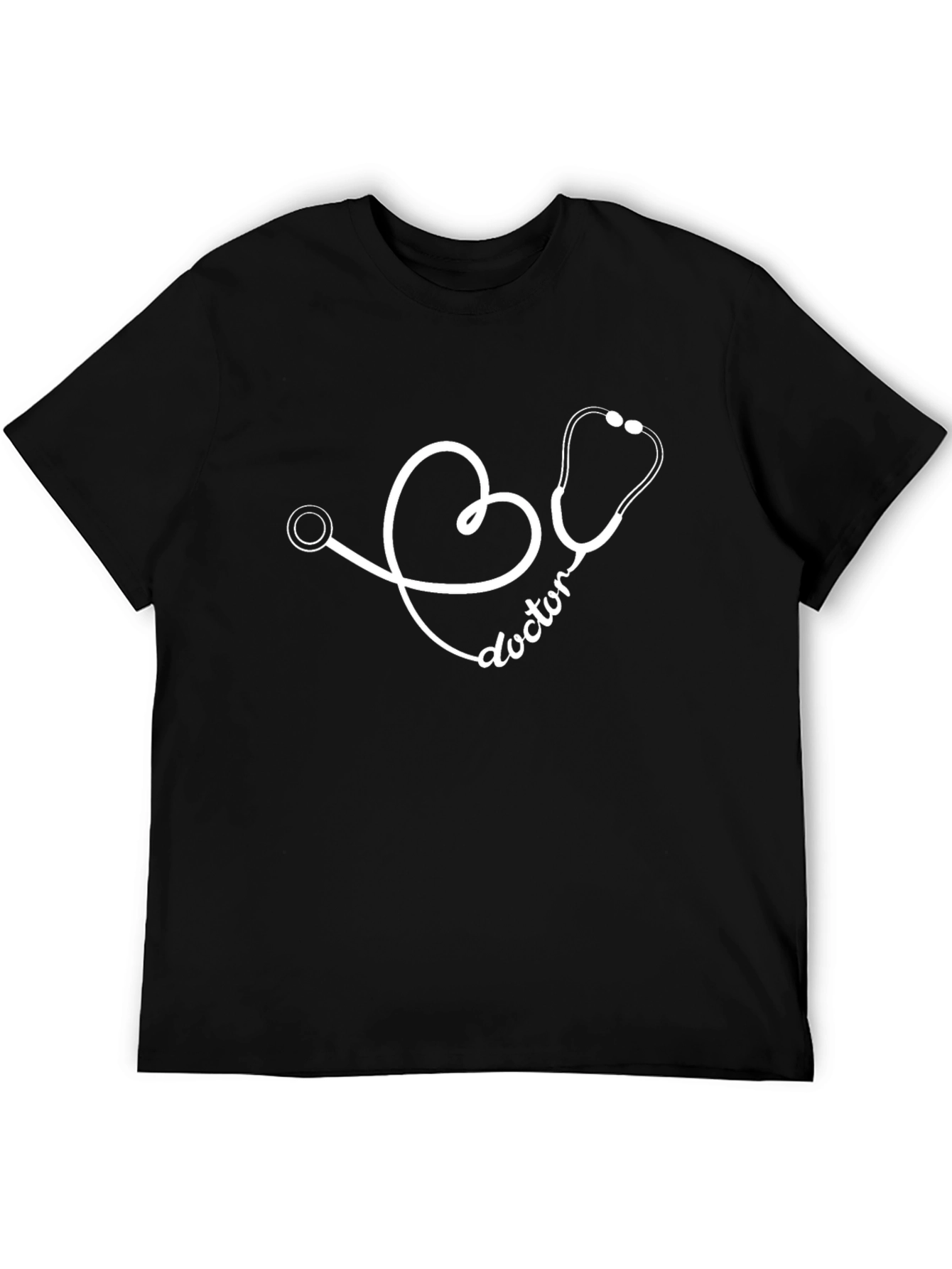 Doctor Heartbeat Stethoscope Tee - Black Cotton T-Shirt