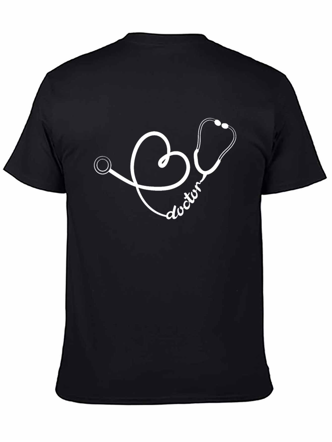 Doctor Heartbeat Stethoscope Tee - Black Cotton T-Shirt