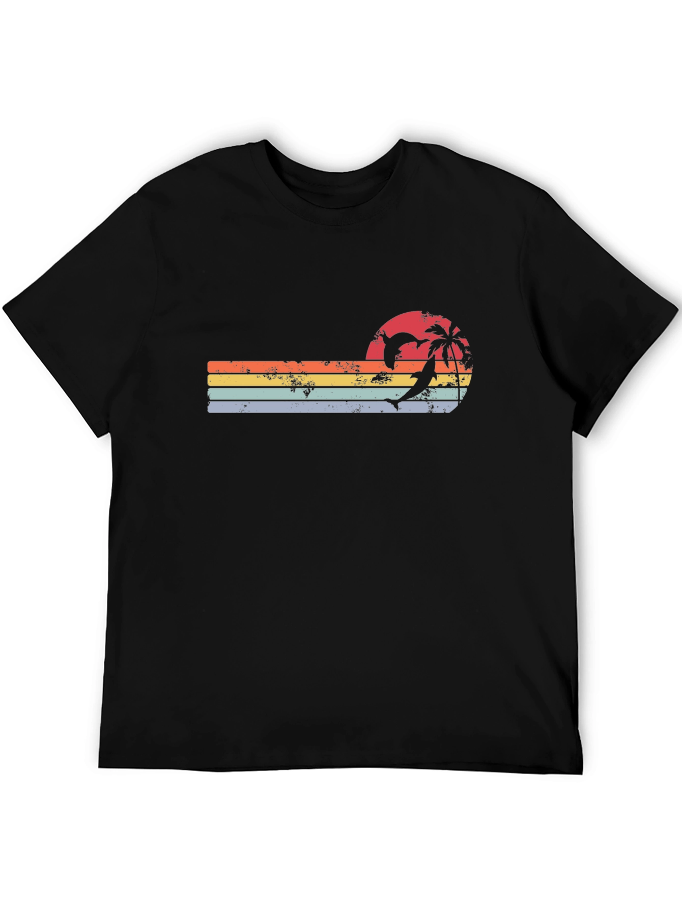 Retro Dolphin Palm Sunset T-Shirt