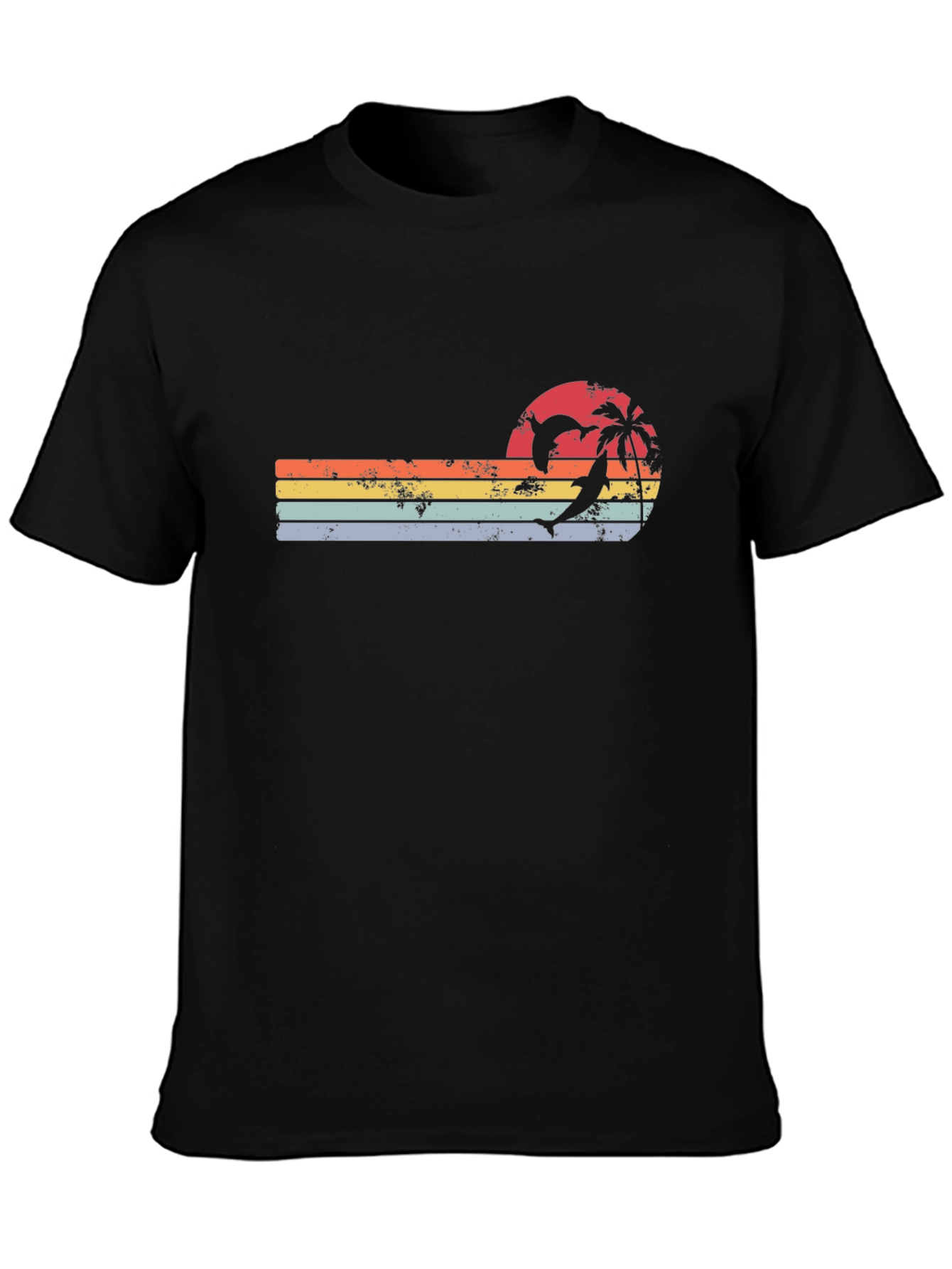 Retro Dolphin Palm Sunset T-Shirt