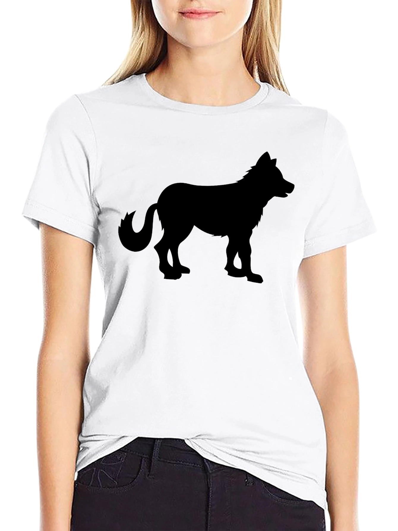 Black Wolf Silhouette Graphic T-Shirt