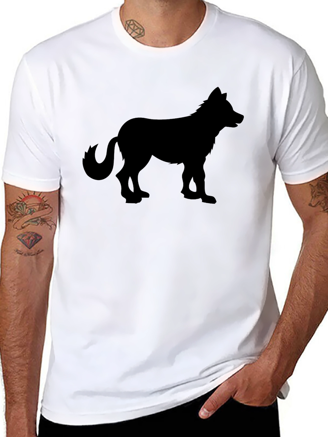 Black Wolf Silhouette Graphic T-Shirt
