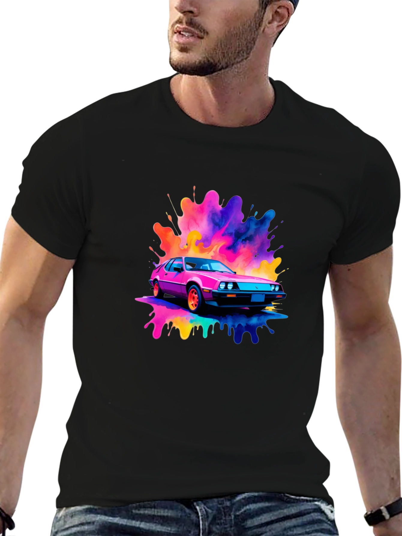 Vaporwave Car Black T-Shirt