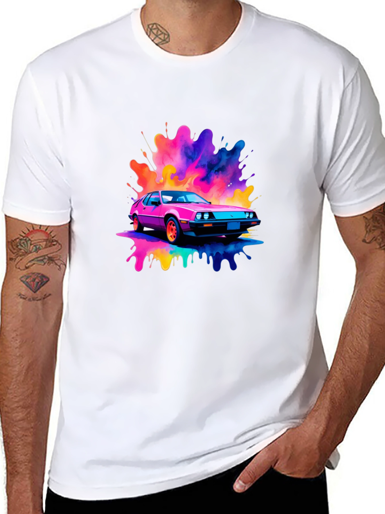 Vaporwave Car Black T-Shirt