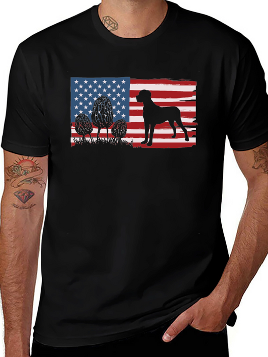 American Dog Flag Graphic Tee - Patriotic Style