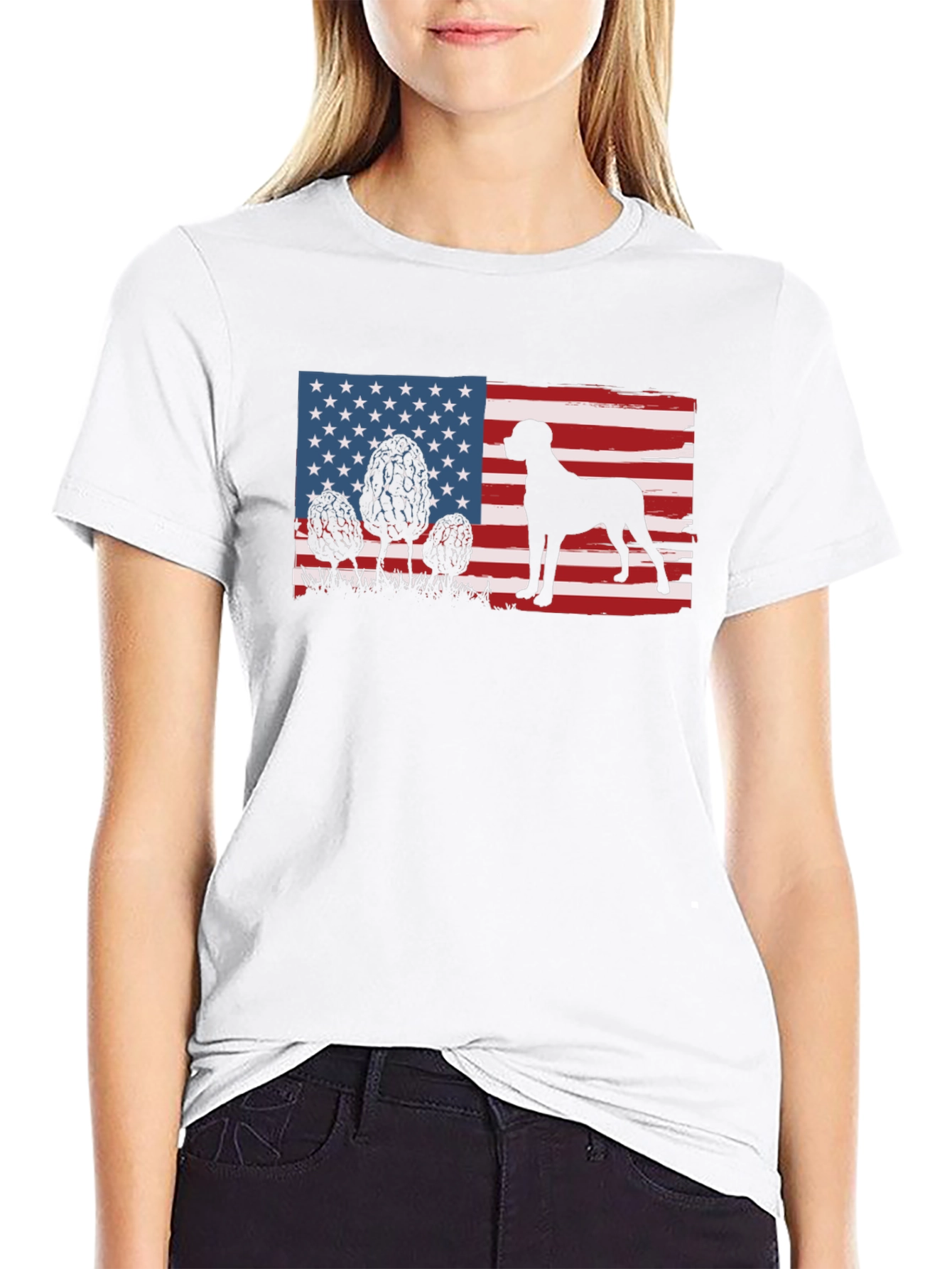 American Dog Flag Graphic Tee - Patriotic Style