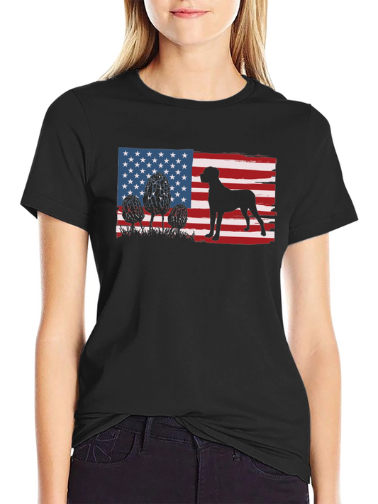 American Dog Flag Graphic Tee - Patriotic Style