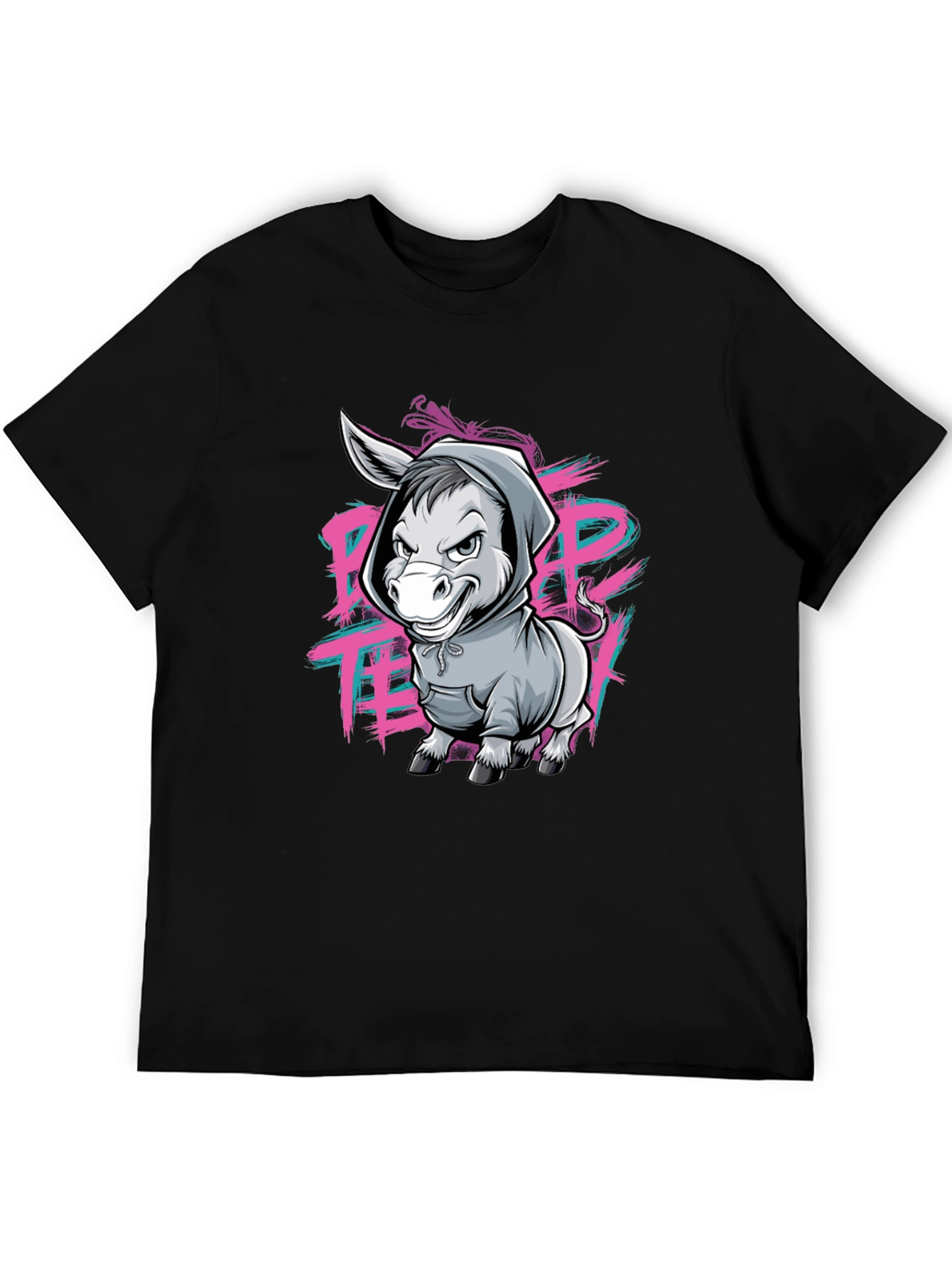 Cool Donkey Graphic Print Black T-Shirt