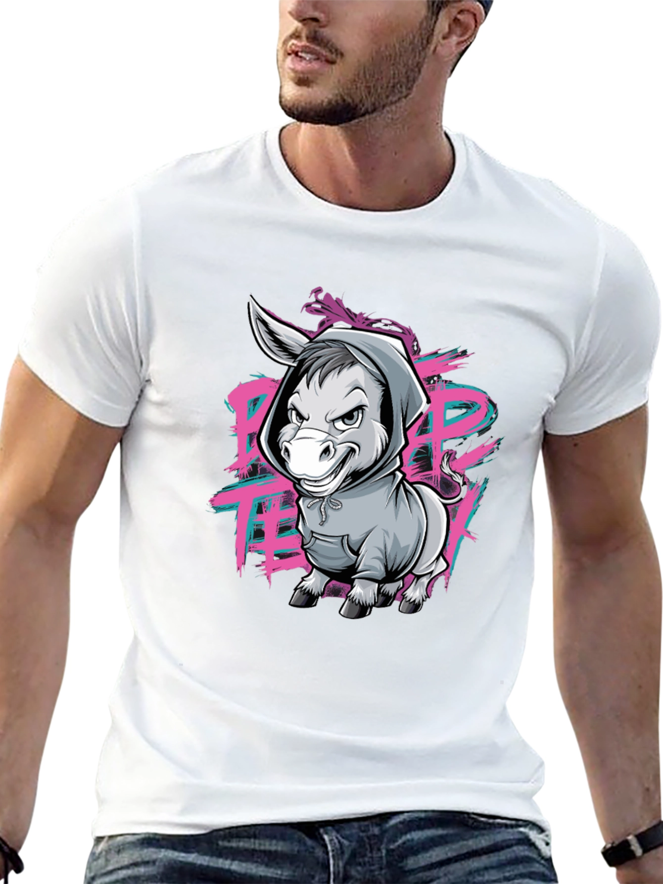 Cool Donkey Graphic Print Black T-Shirt