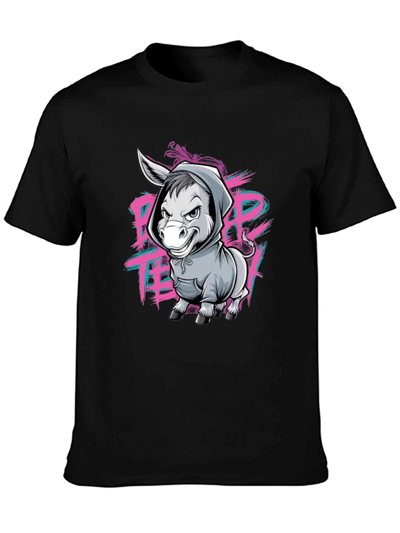 Cool Donkey Graphic Print Black T-Shirt