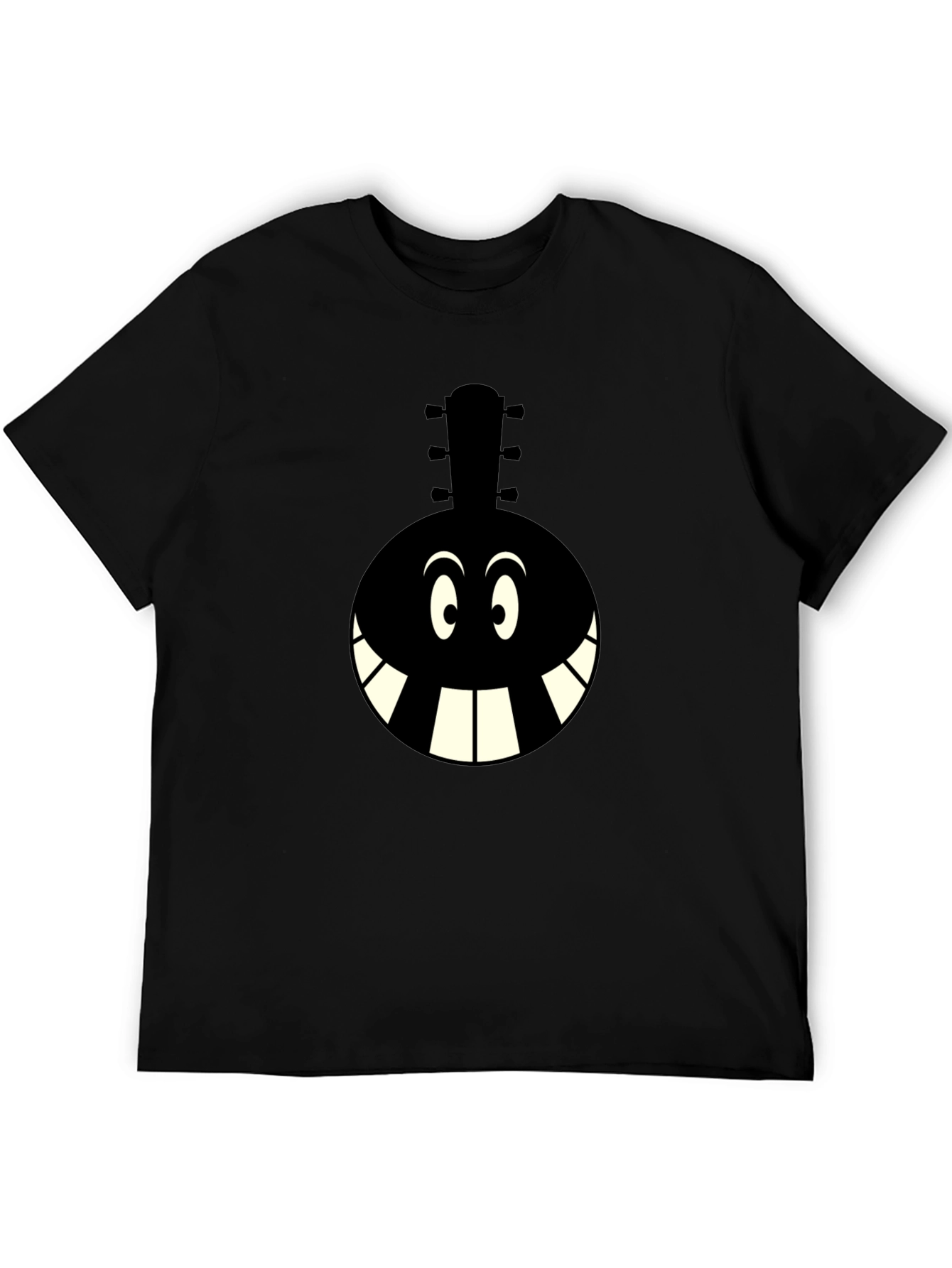 Cartoon Instrument Graphic T-Shirt - Black
