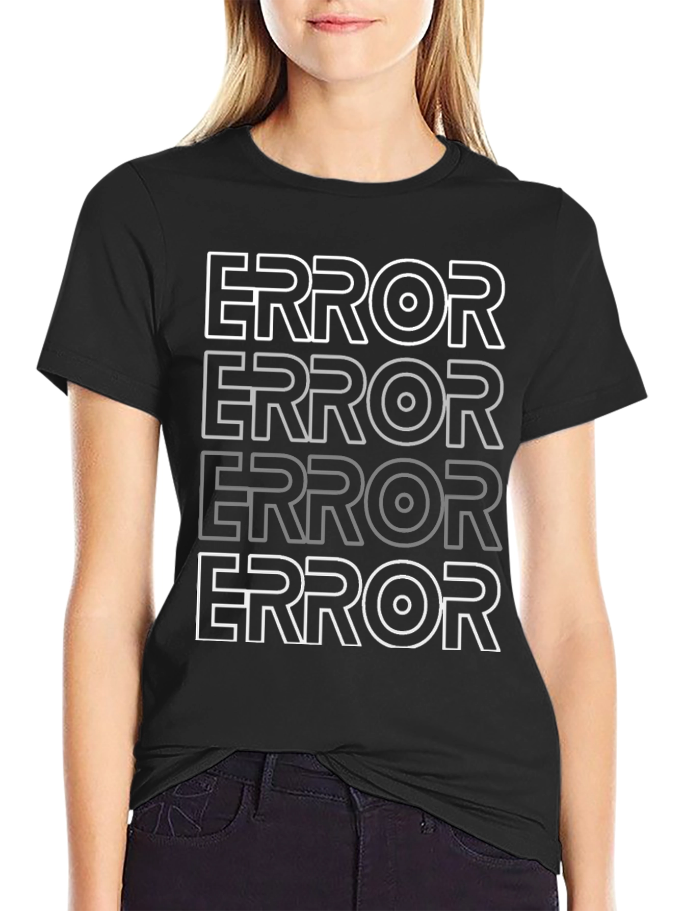 ERROR Graphic Print Black T-Shirt