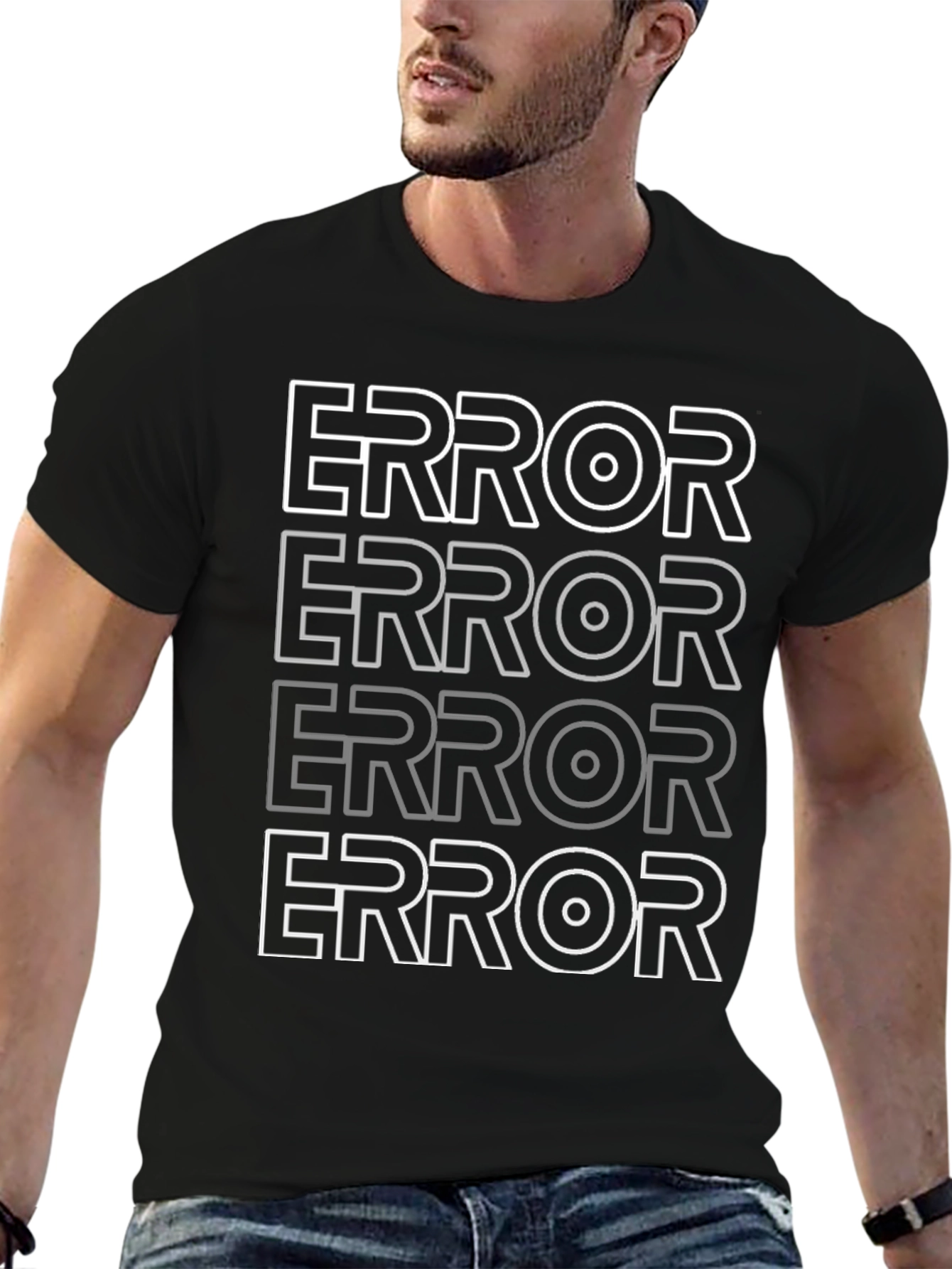 ERROR Graphic Print Black T-Shirt