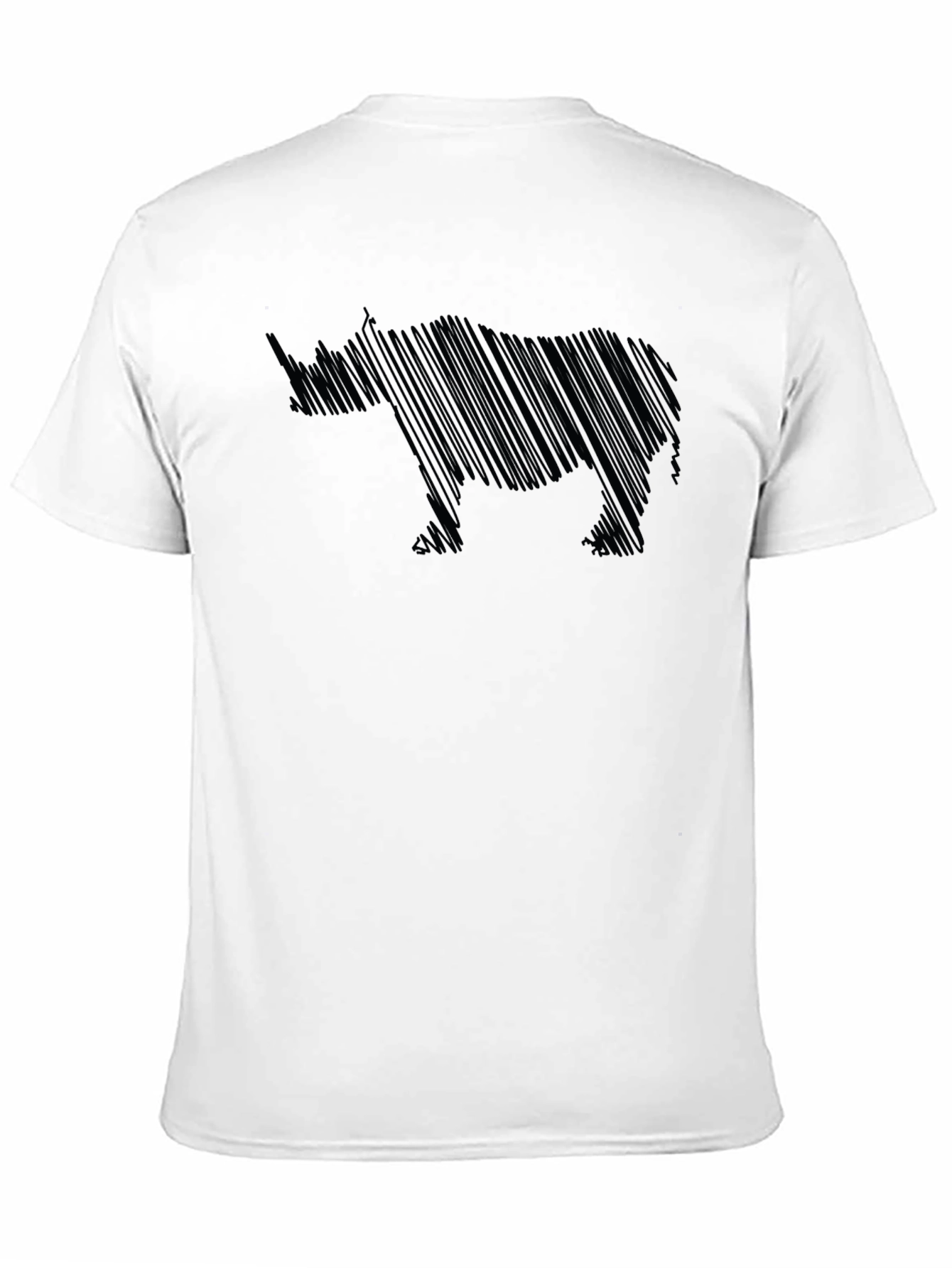 Rhino Sketch Mens Black T-Shirt