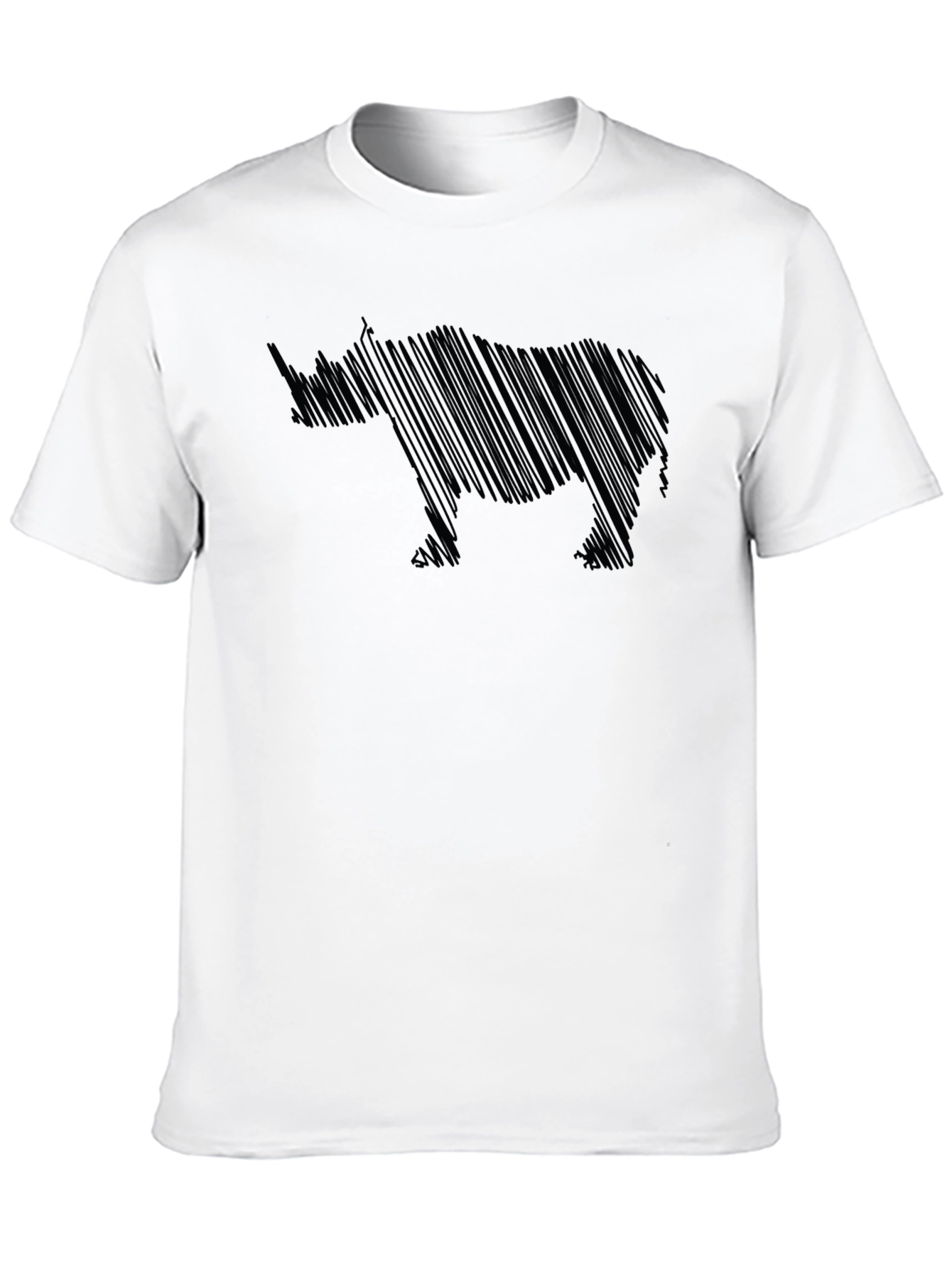 Rhino Sketch Mens Black T-Shirt