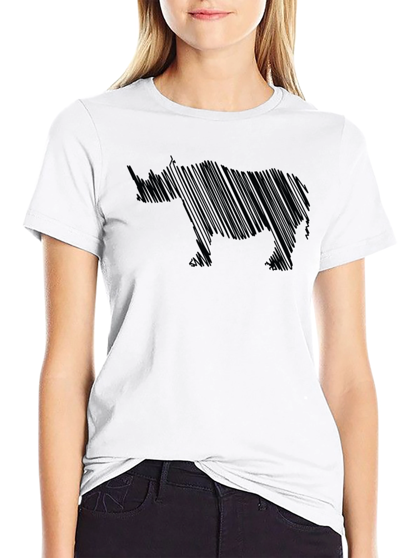 Rhino Sketch Mens Black T-Shirt