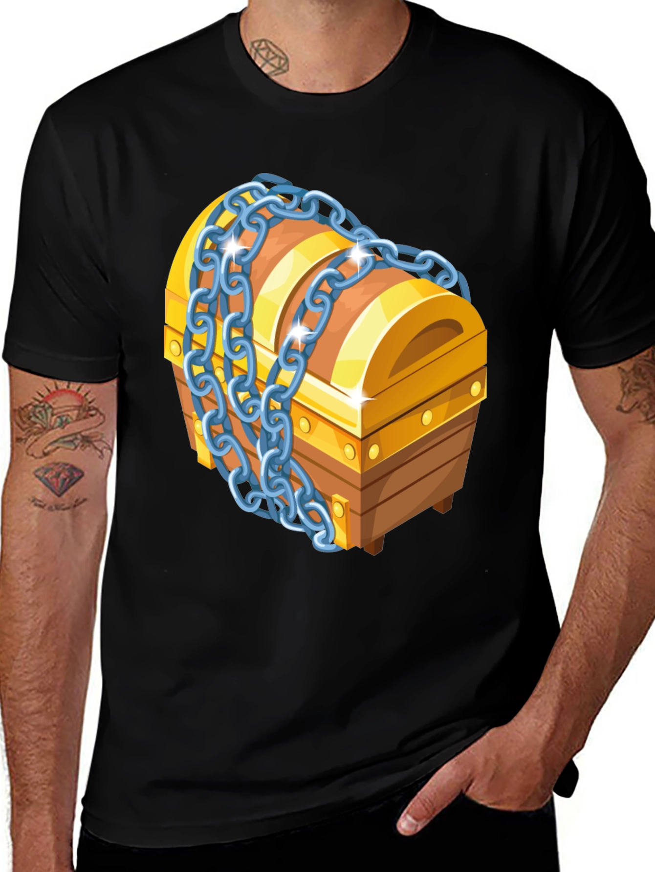 Treasure Chest Graphic T-Shirt - Novelty Design Tee