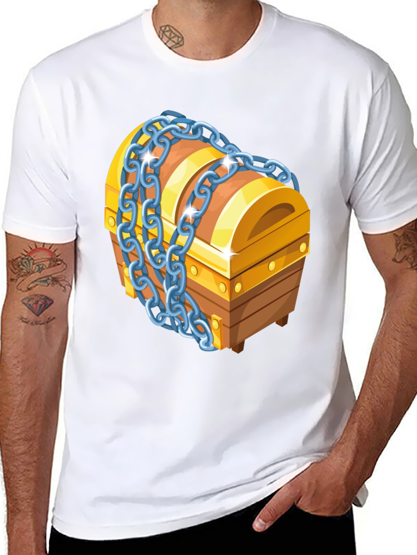 Treasure Chest Graphic T-Shirt - Novelty Design Tee