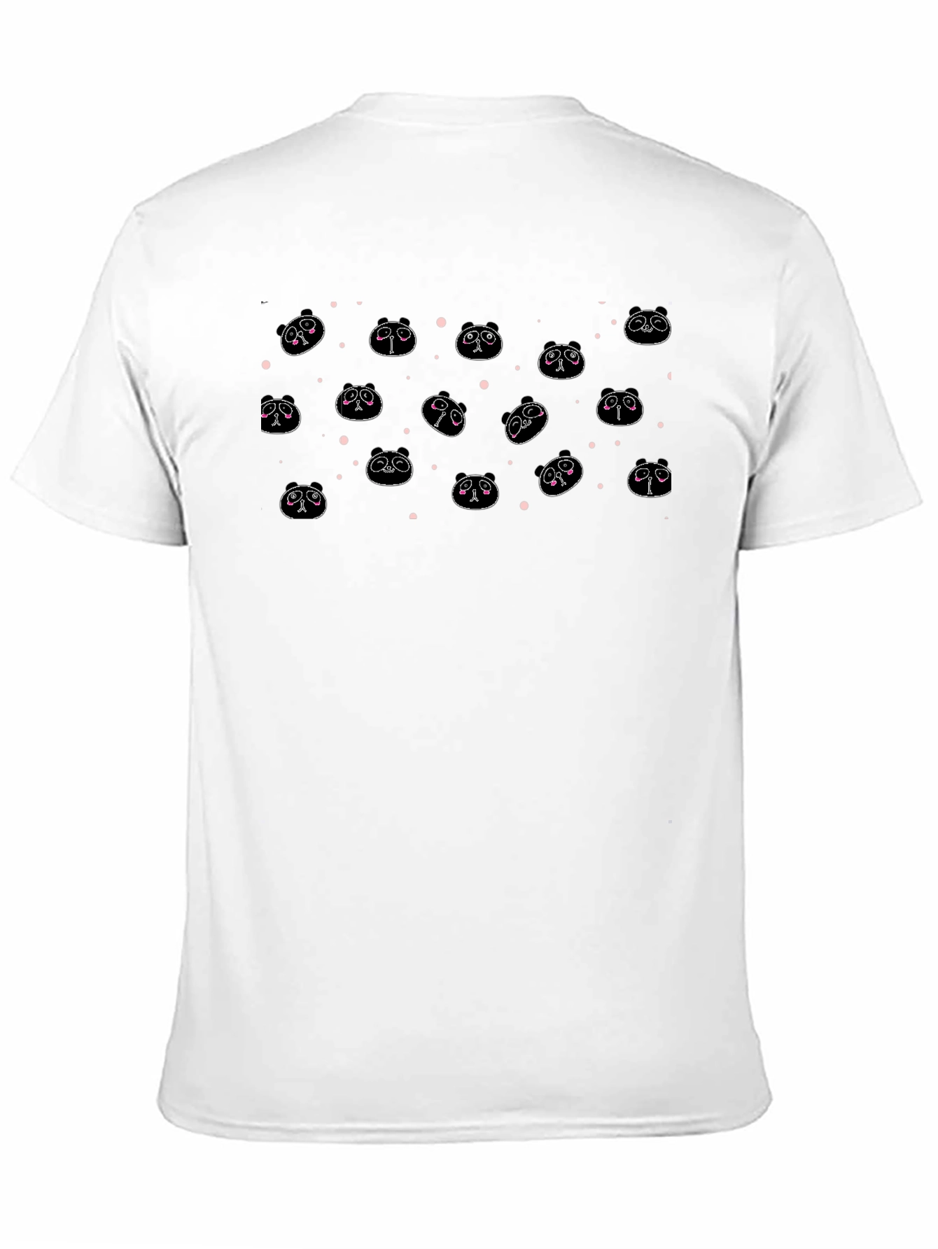 Cute Panda Face Pattern Black T-Shirt