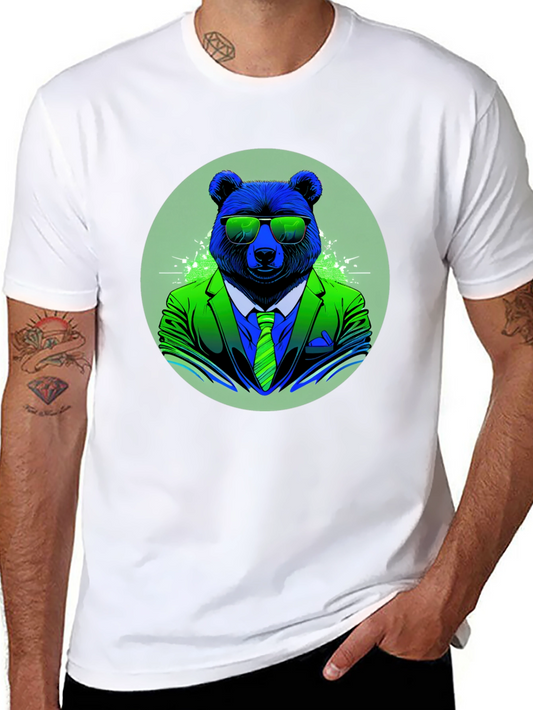 Bear in Suit Graphic T-Shirt - Black