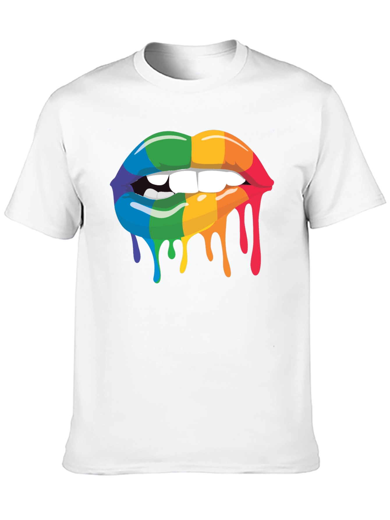 Rainbow Lips Graphic Tee - Black Cotton Blend