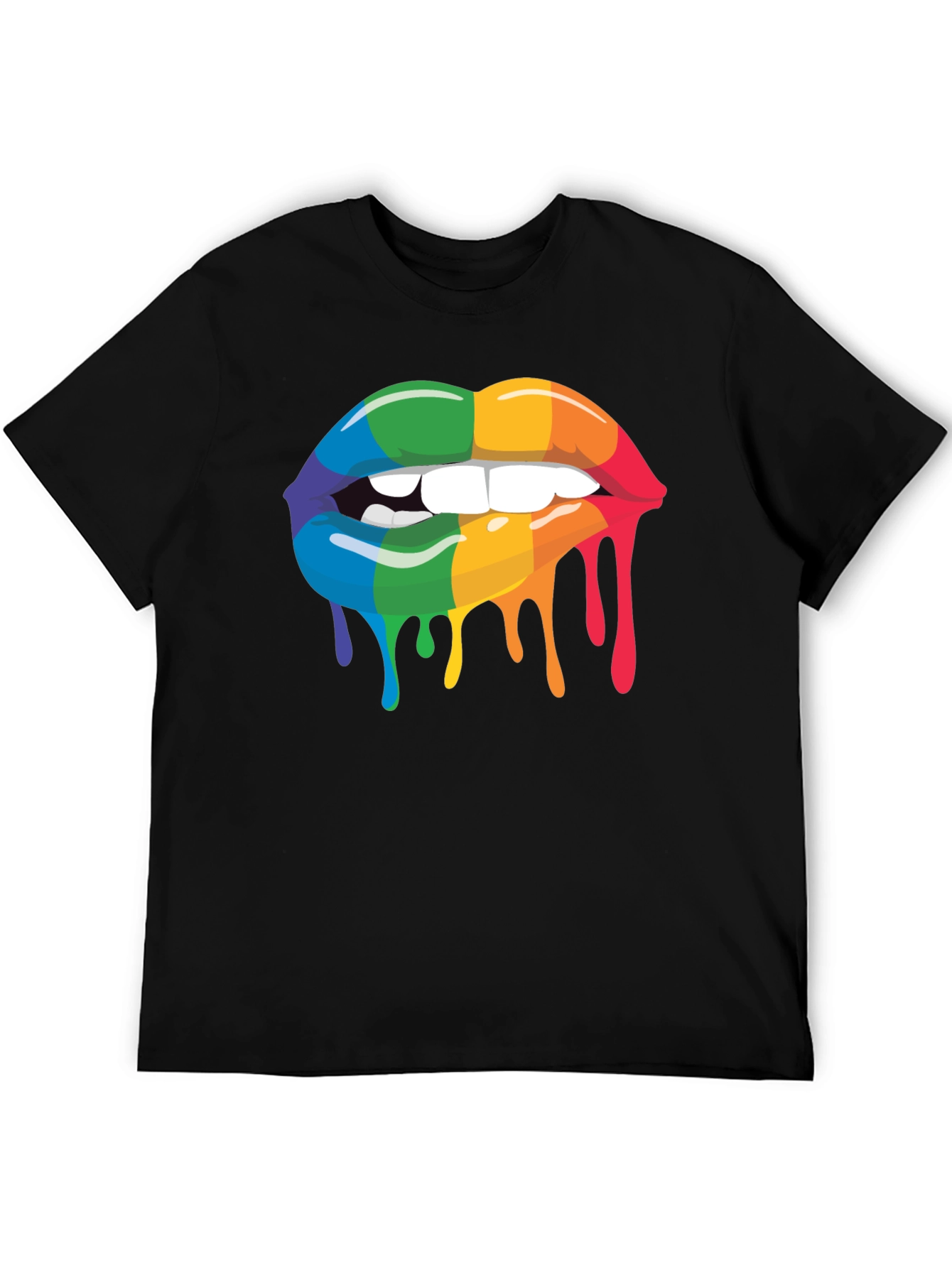 Rainbow Lips Graphic Tee - Black Cotton Blend