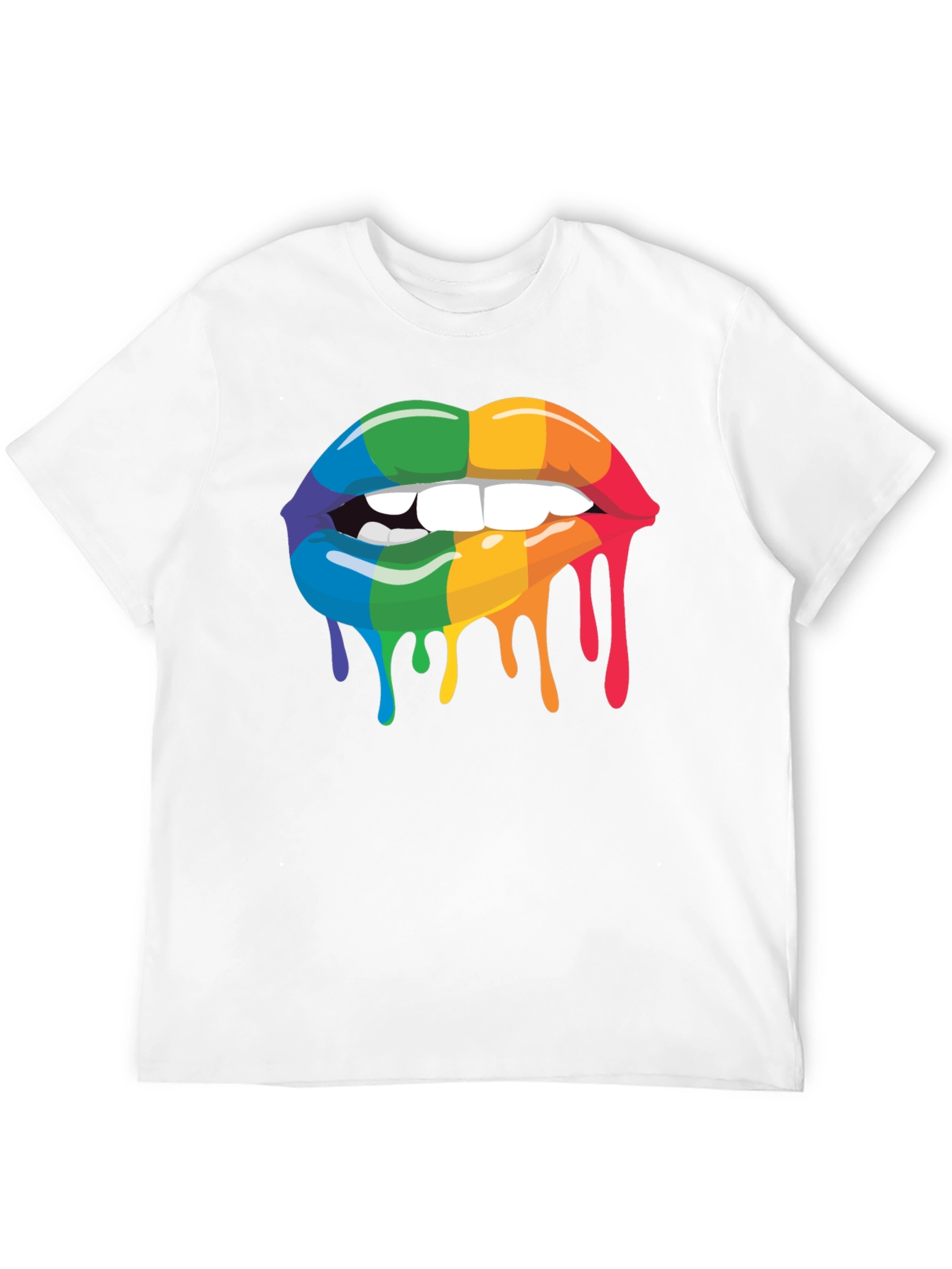 Rainbow Lips Graphic Tee - Black Cotton Blend
