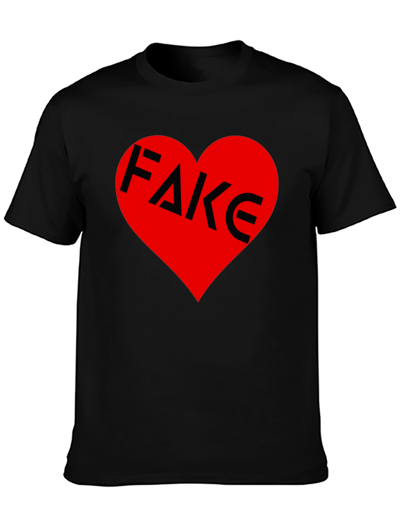 Fake Love Tee - Heart Graphic Print Black Shirt