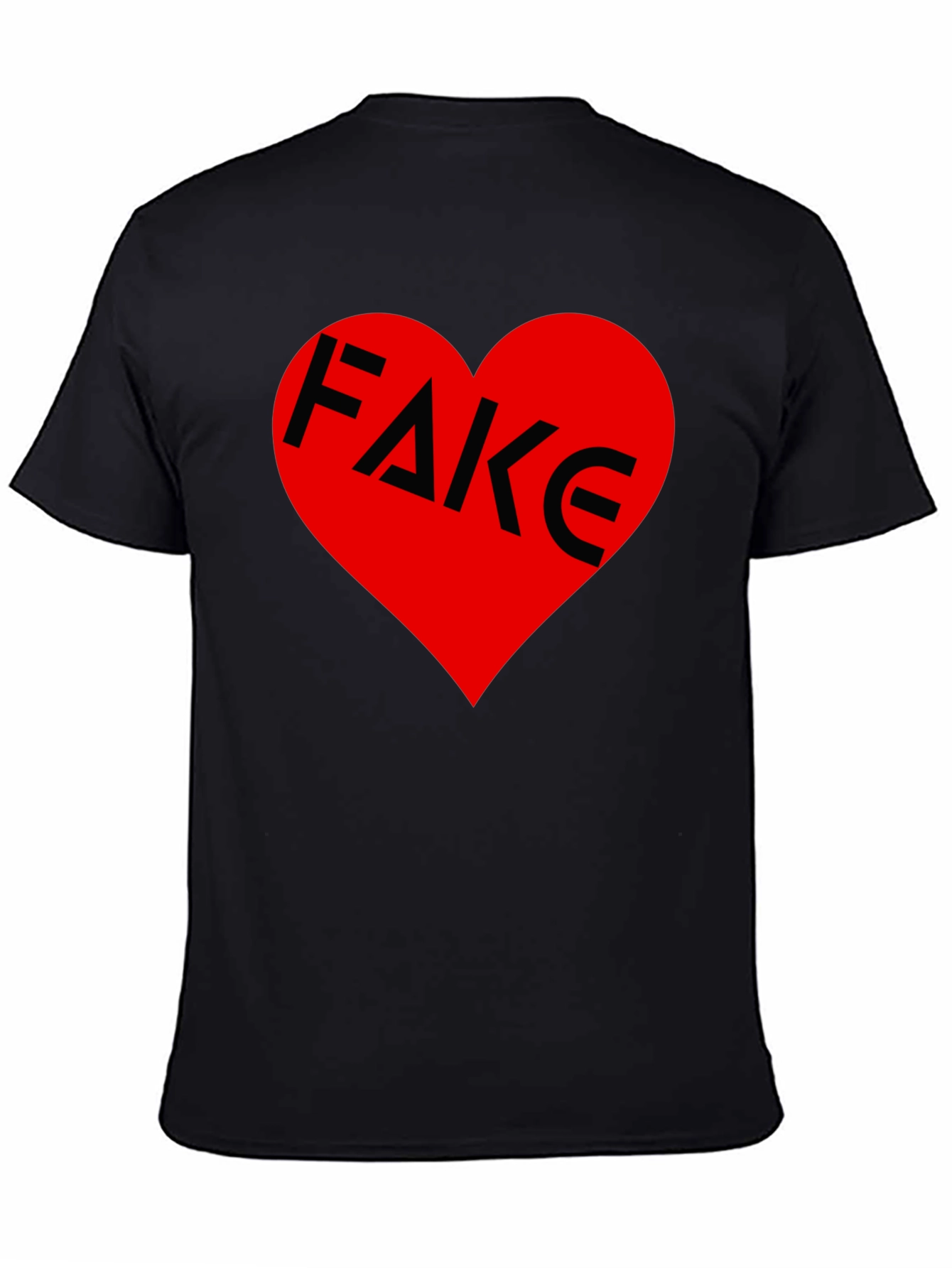 Fake Love Tee - Heart Graphic Print Black Shirt