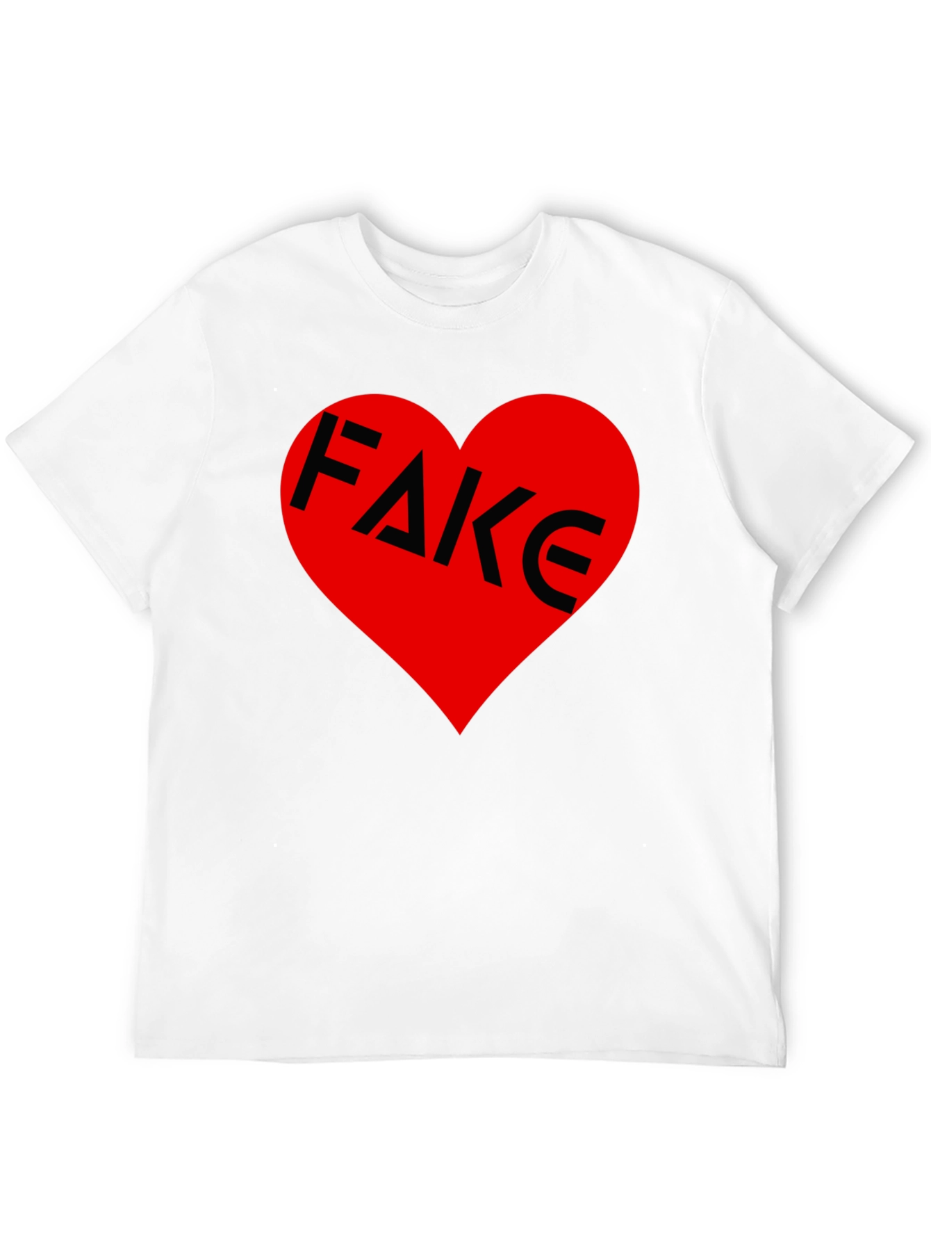 Fake Love Tee - Heart Graphic Print Black Shirt