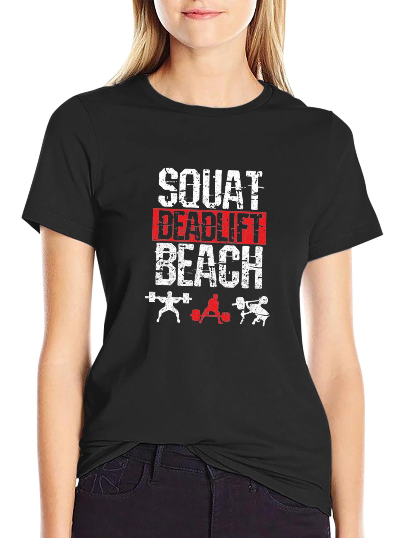 Squat Deadlift Beach Black T-Shirt