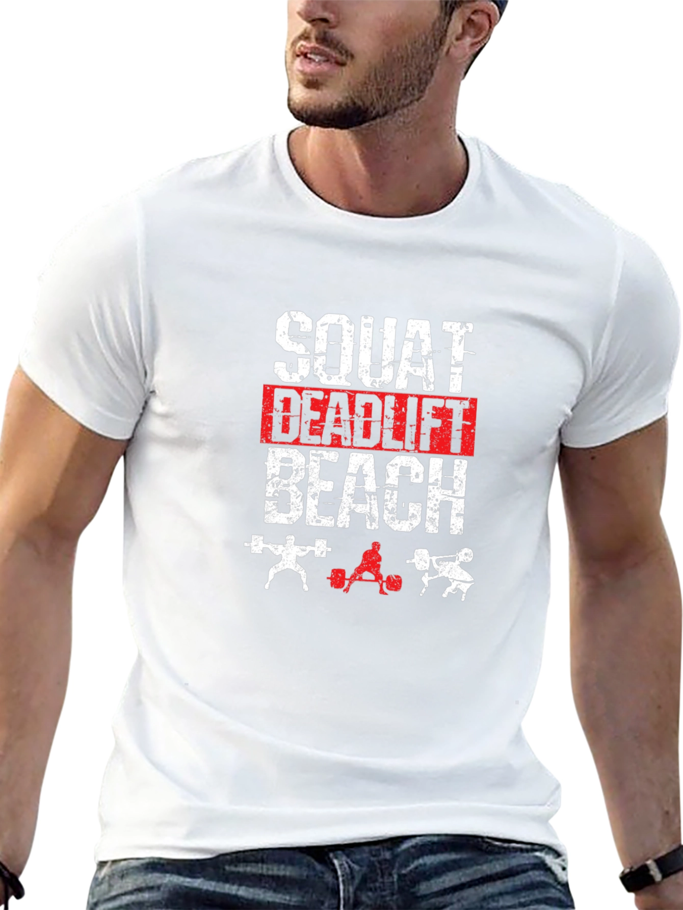 Squat Deadlift Beach Black T-Shirt