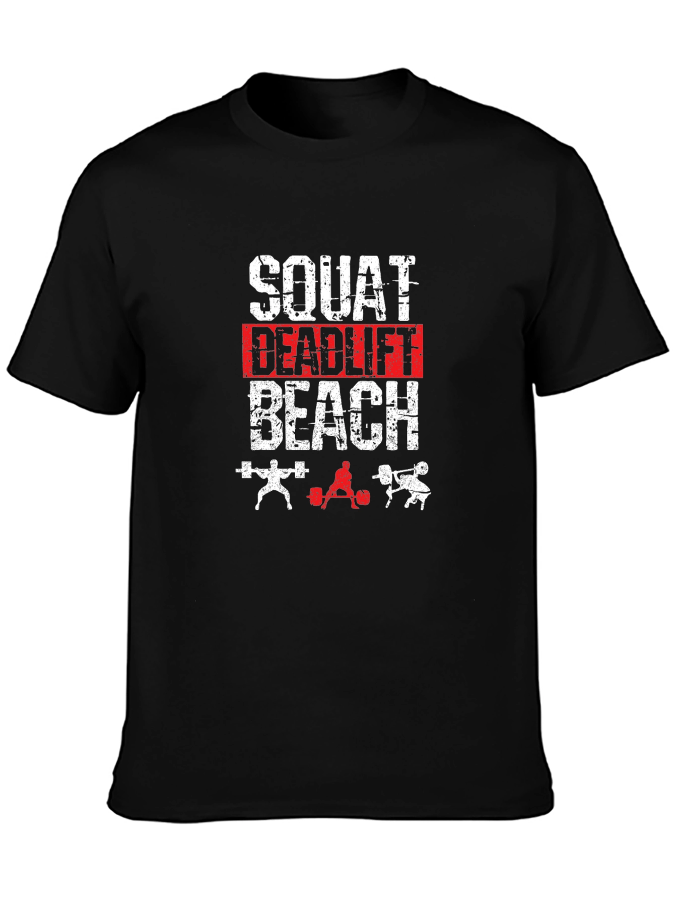 Squat Deadlift Beach Black T-Shirt