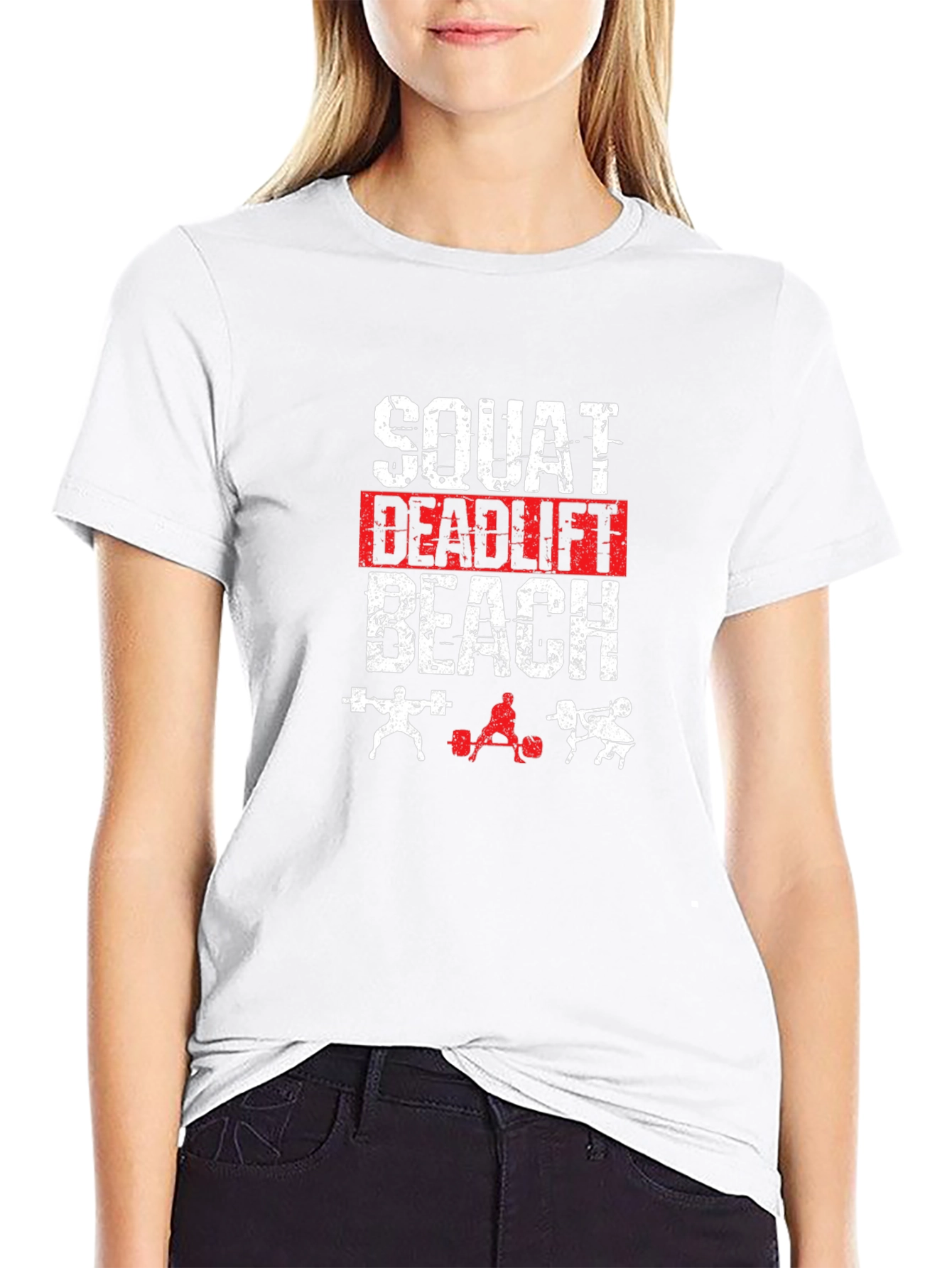 Squat Deadlift Beach Black T-Shirt