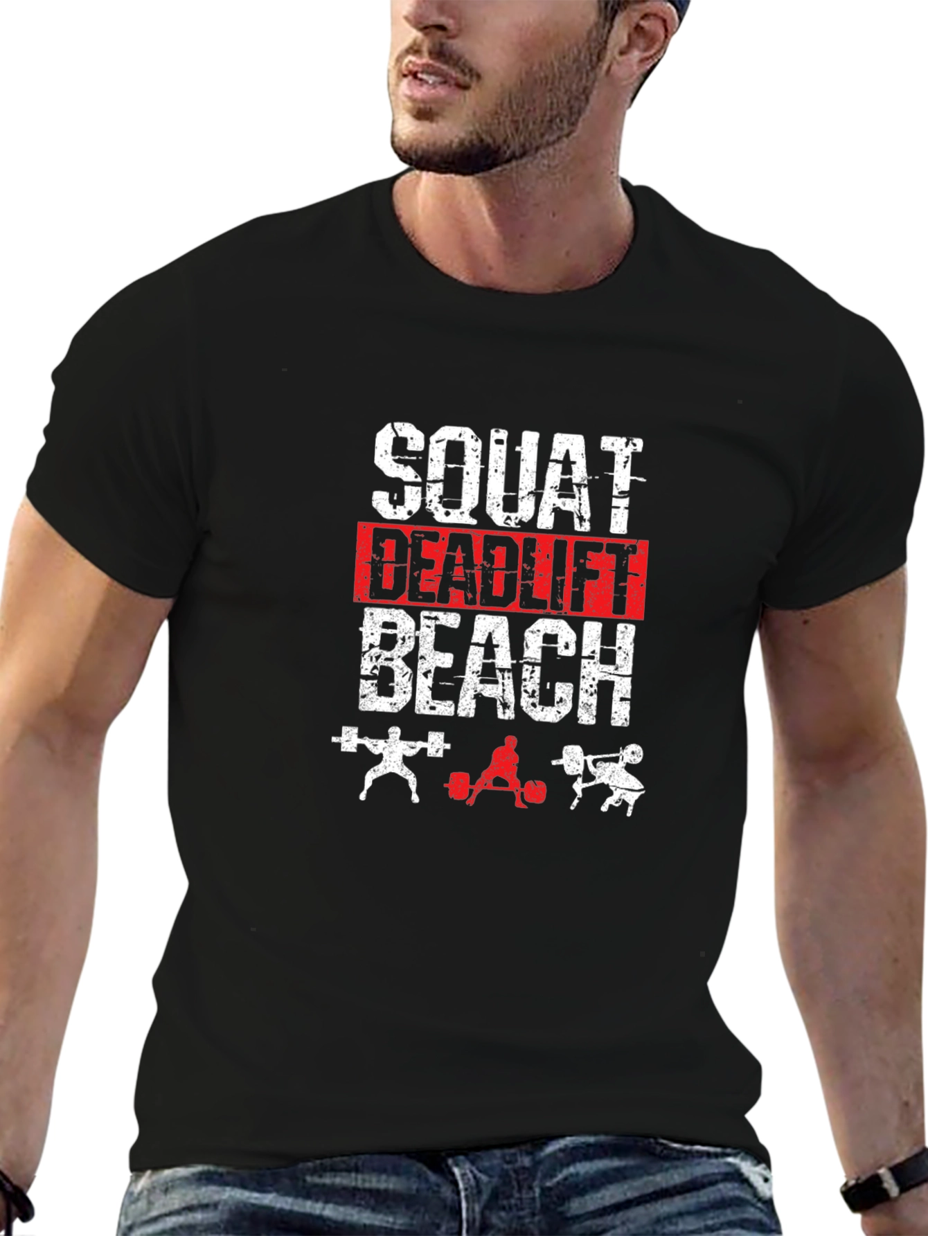 Squat Deadlift Beach Black T-Shirt
