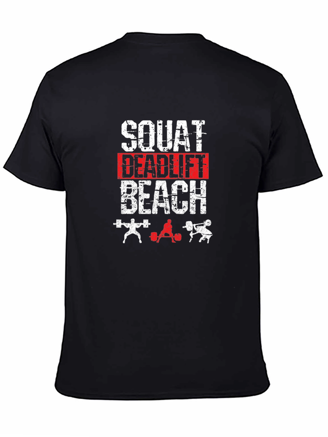 Squat Deadlift Beach Black T-Shirt