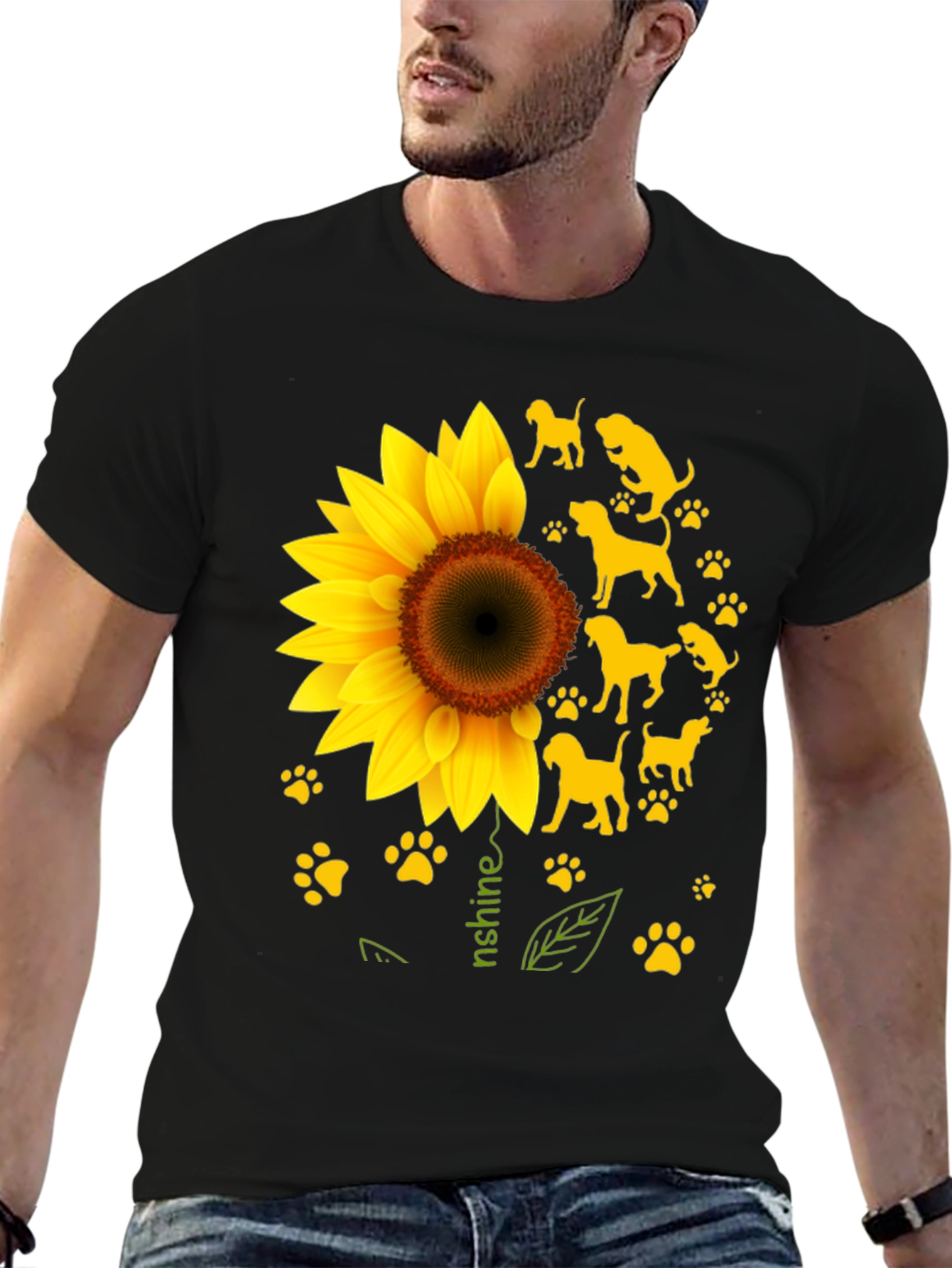 Sunflower Dog Paw Print Graphic Tee