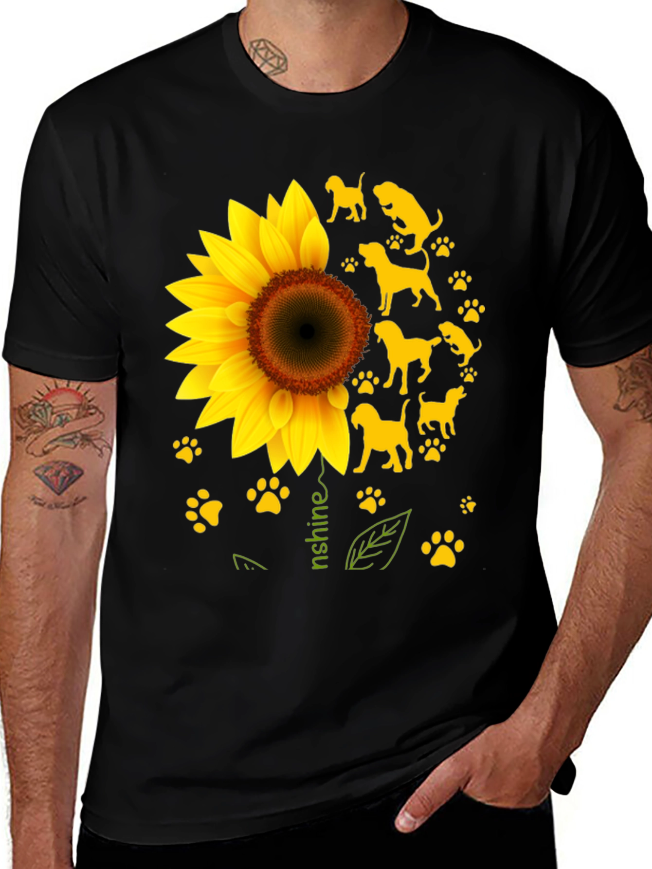 Sunflower Dog Paw Print Graphic Tee