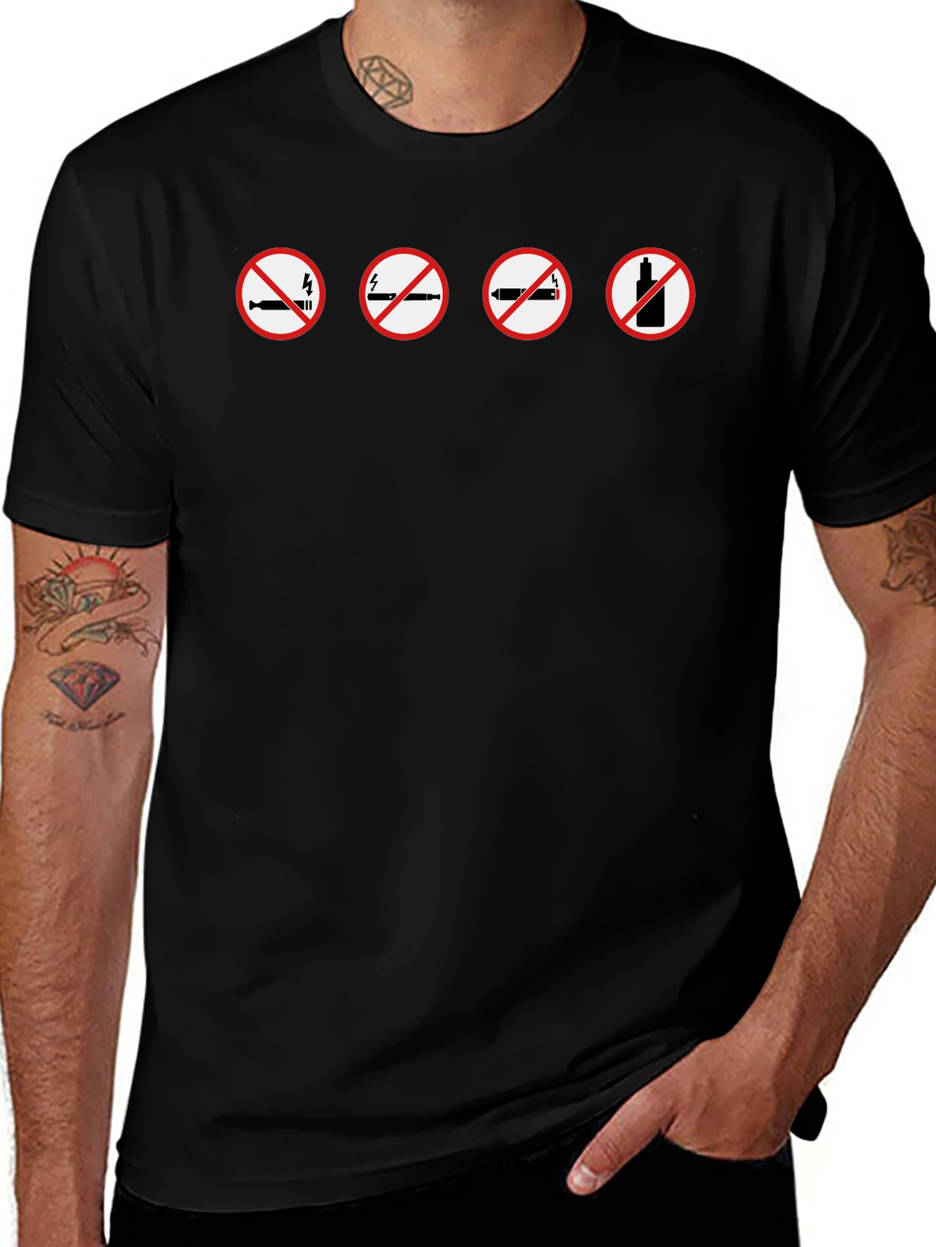 No Vaping Graphic Tee - Black Cotton T-Shirt