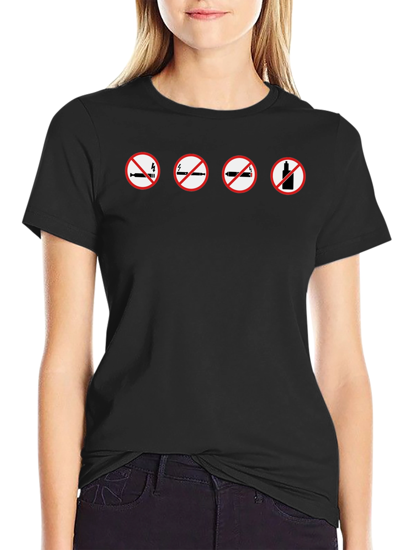 No Vaping Graphic Tee - Black Cotton T-Shirt