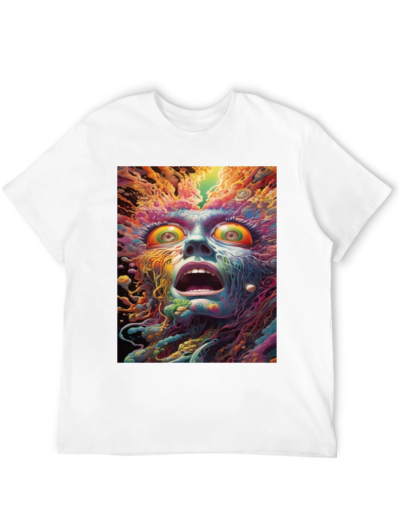 Psychedelic Face Graphic Tee - Unique Art Shirt