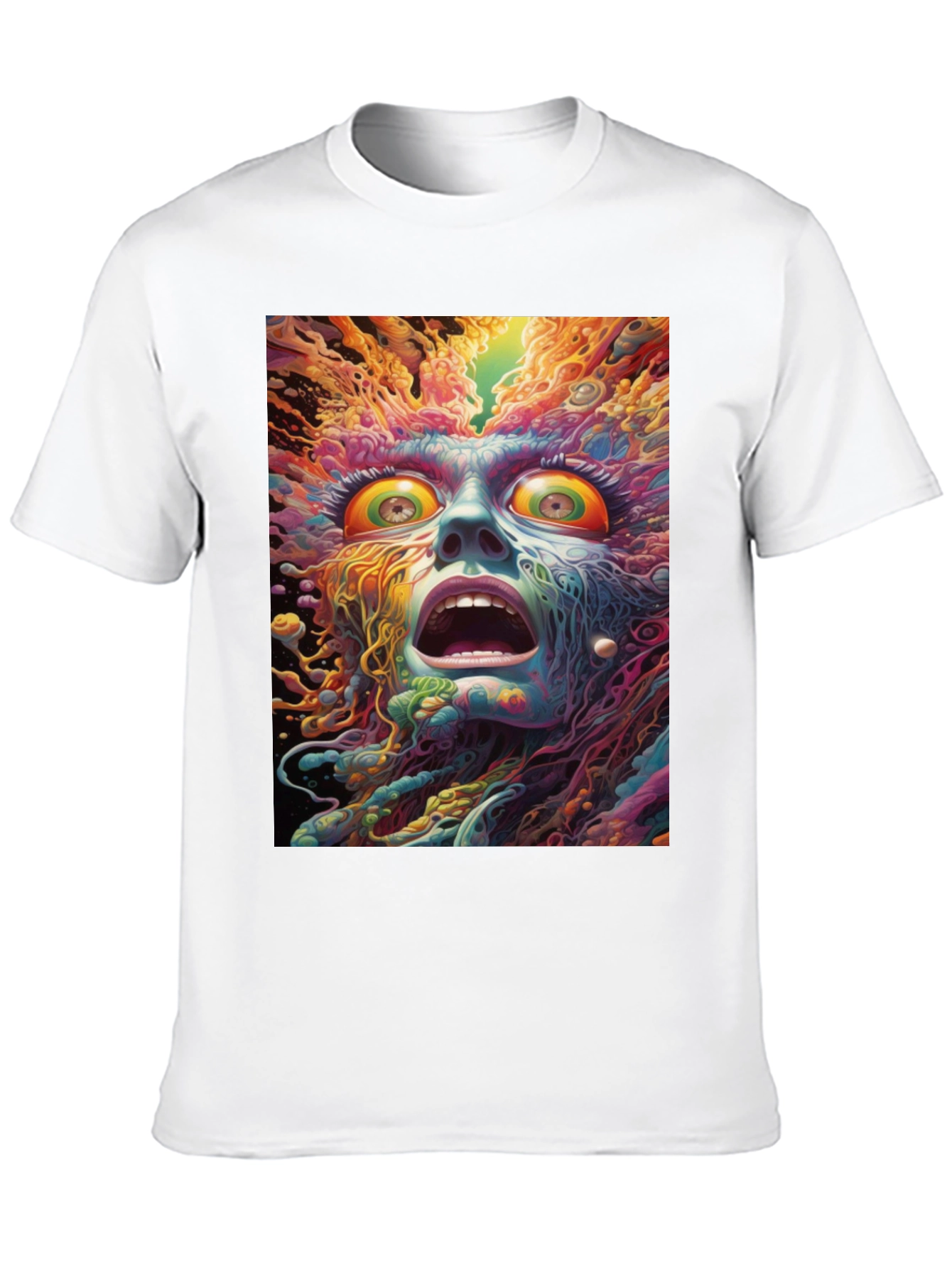 Psychedelic Face Graphic Tee - Unique Art Shirt