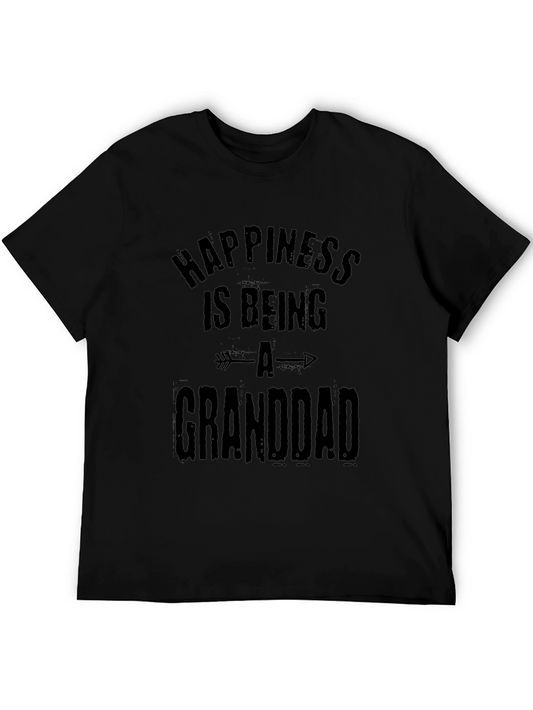Happiness Is Being A Granddad Mens Black T-Shirt