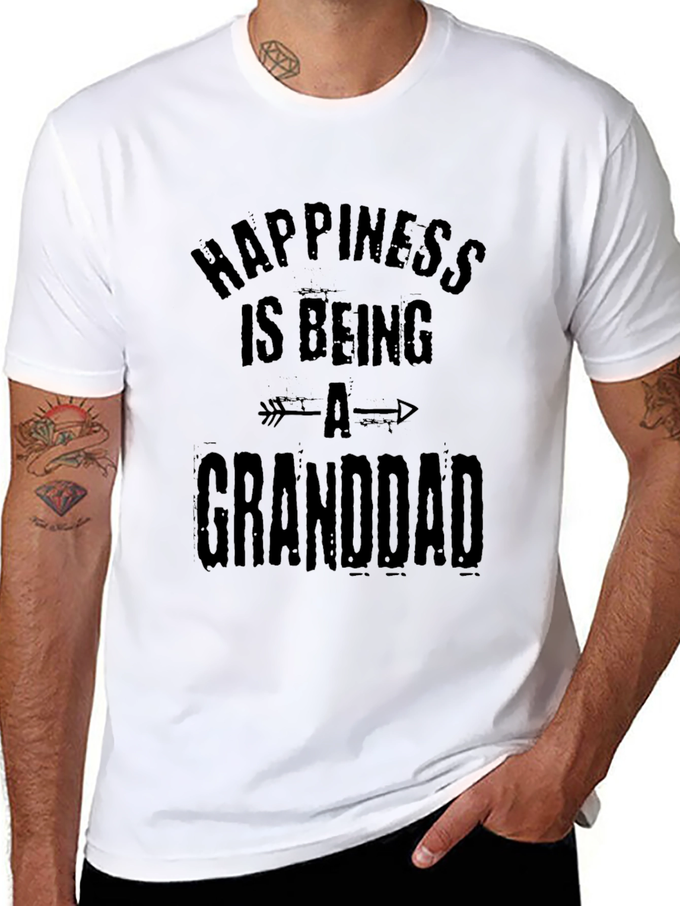 Happiness Is Being A Granddad Mens Black T-Shirt