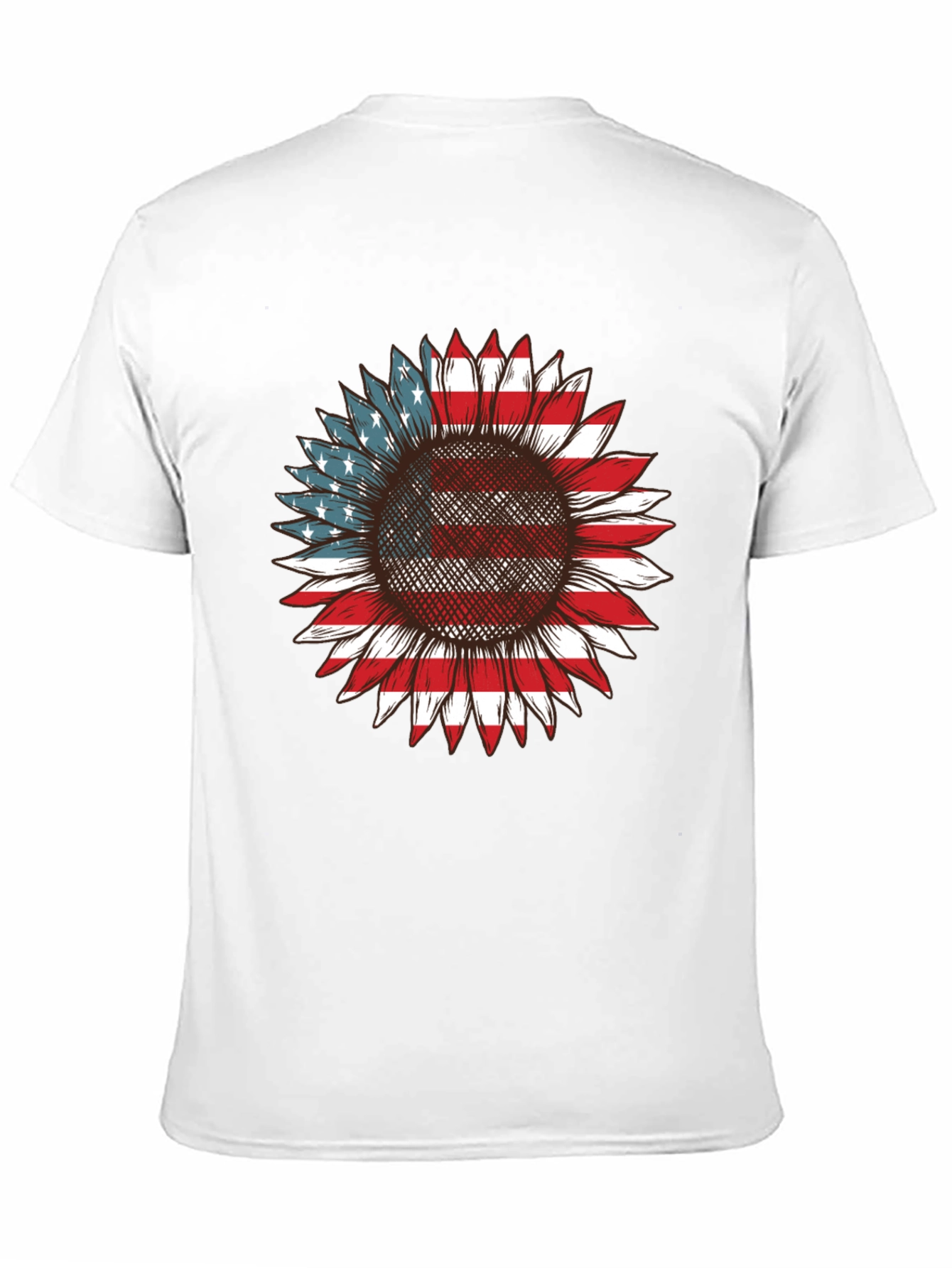 American Flag Sunflower Graphic T-Shirt