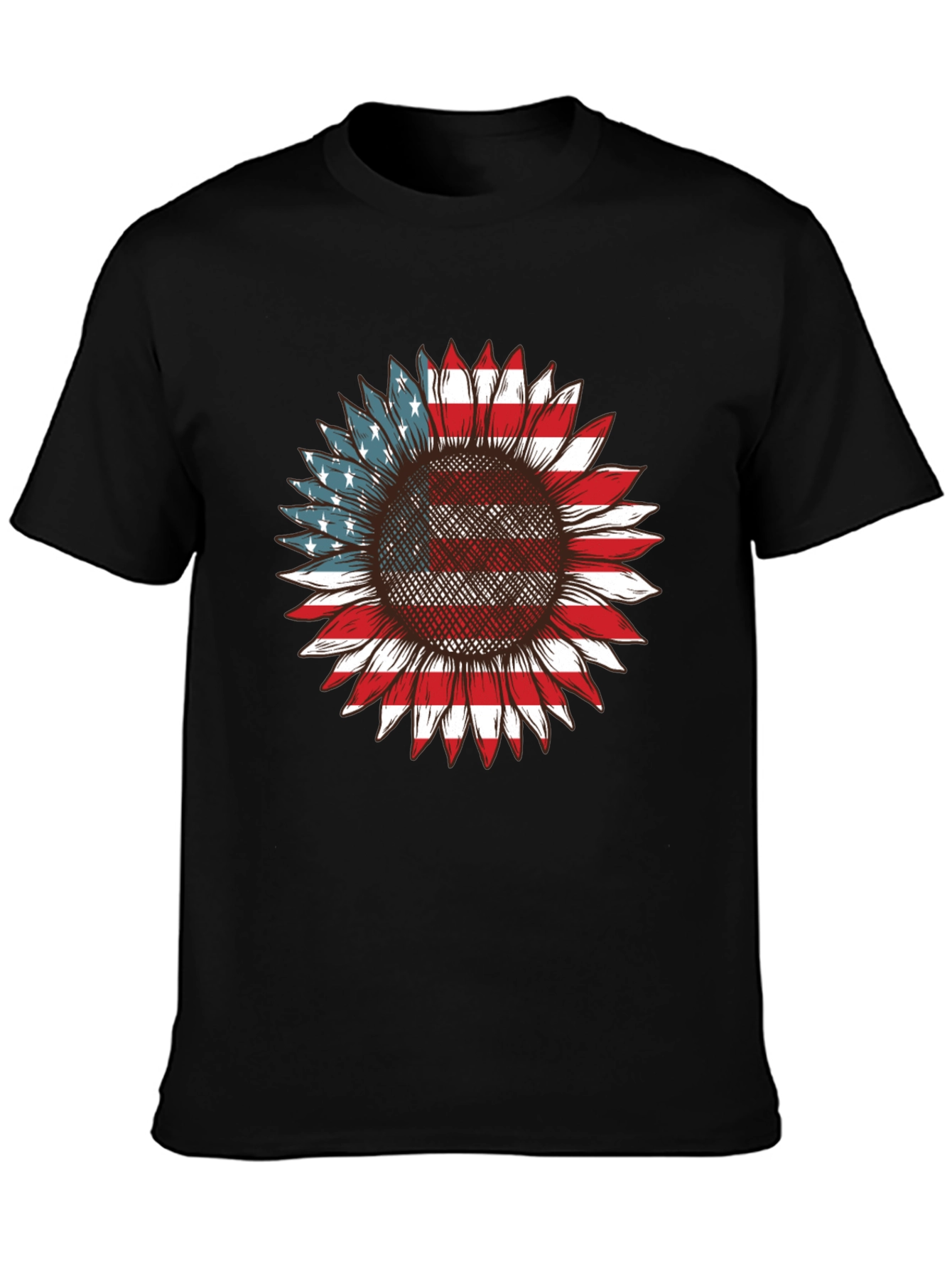 American Flag Sunflower Graphic T-Shirt