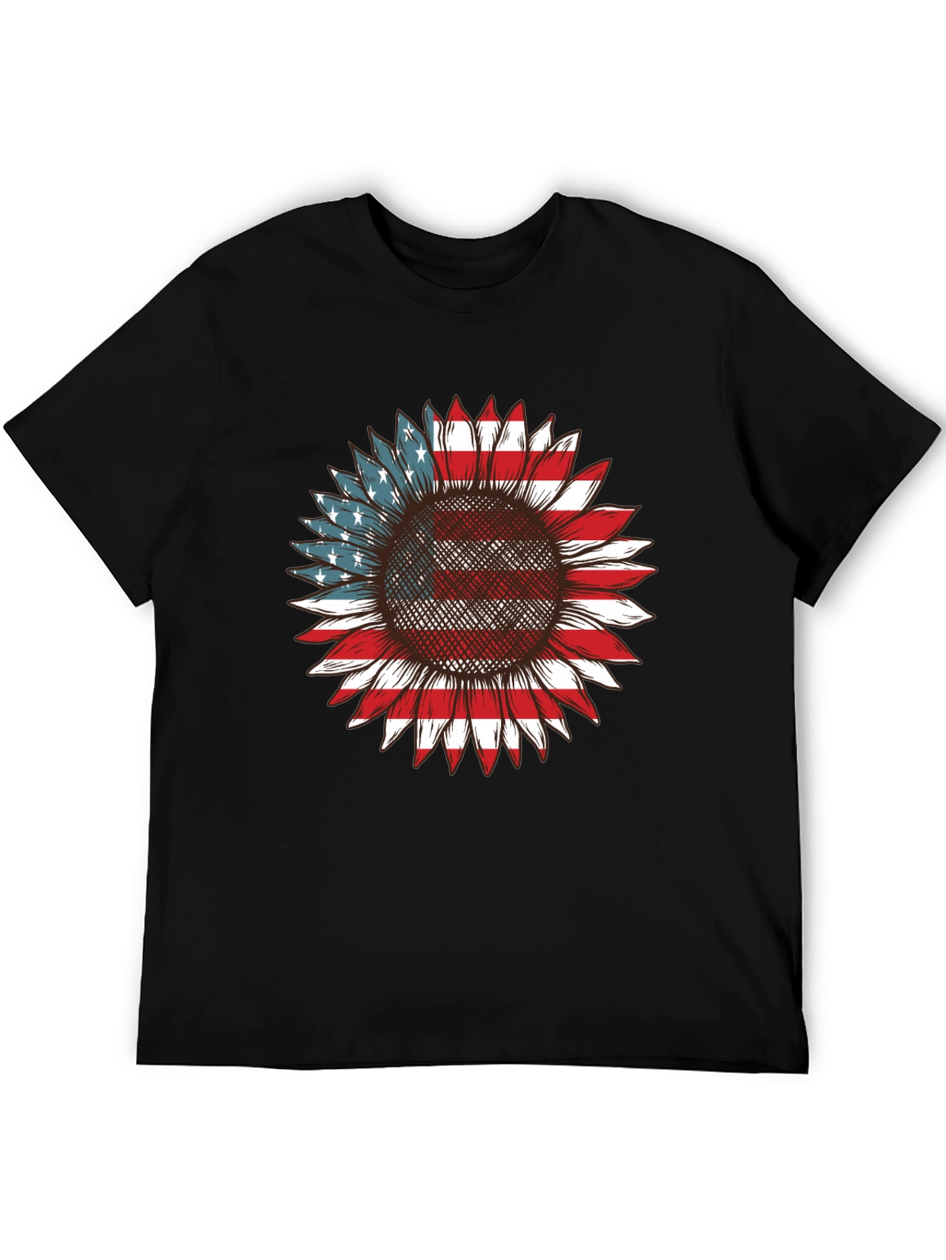 American Flag Sunflower Graphic T-Shirt