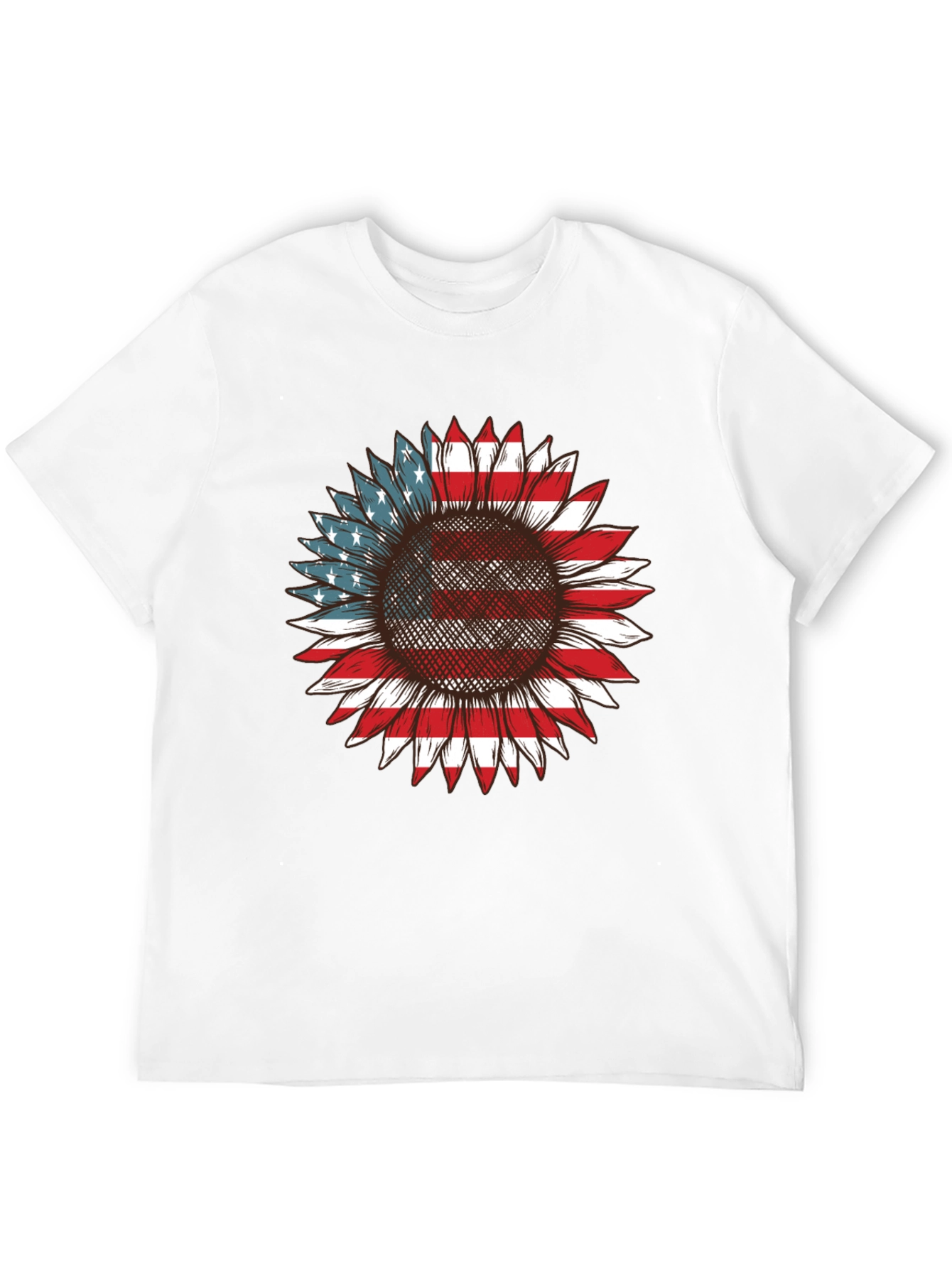 American Flag Sunflower Graphic T-Shirt