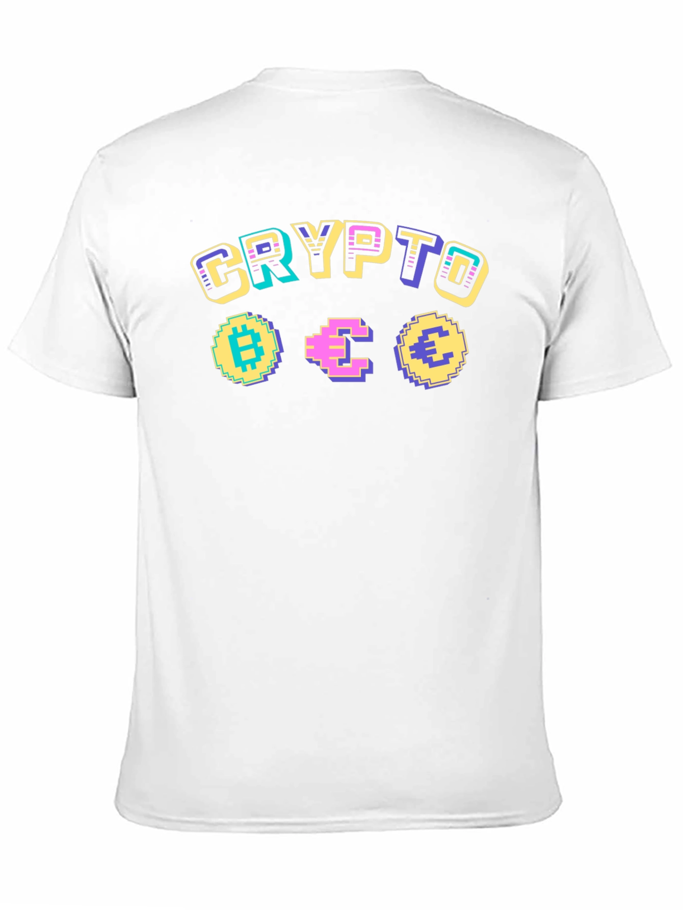 Crypto Pixel Art Graphic T-Shirt - Bitcoin Ethereum Euro
